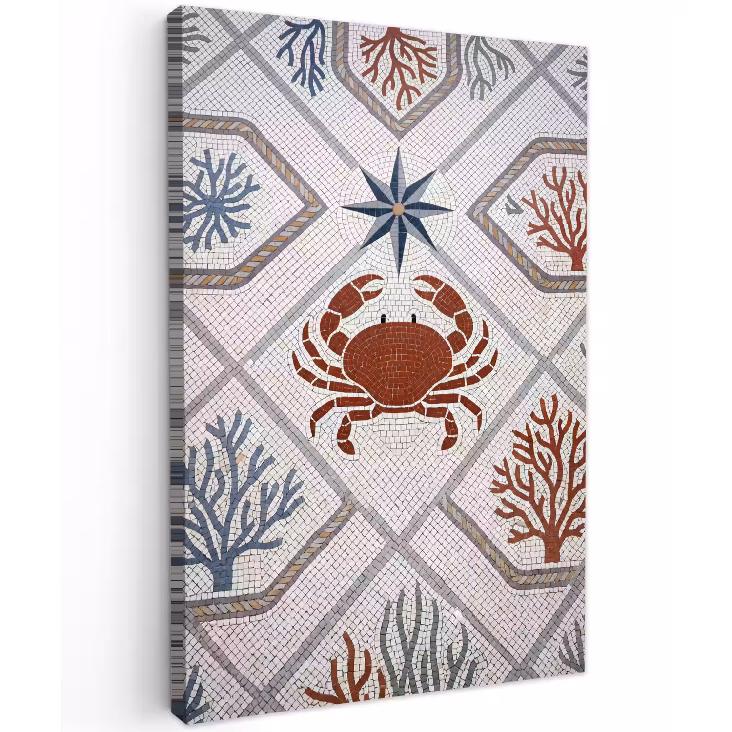 Dier - Mozaïek - Zee - Klassiek - Bruin Tuinposter op houten frame 2 cm dik klein -3d