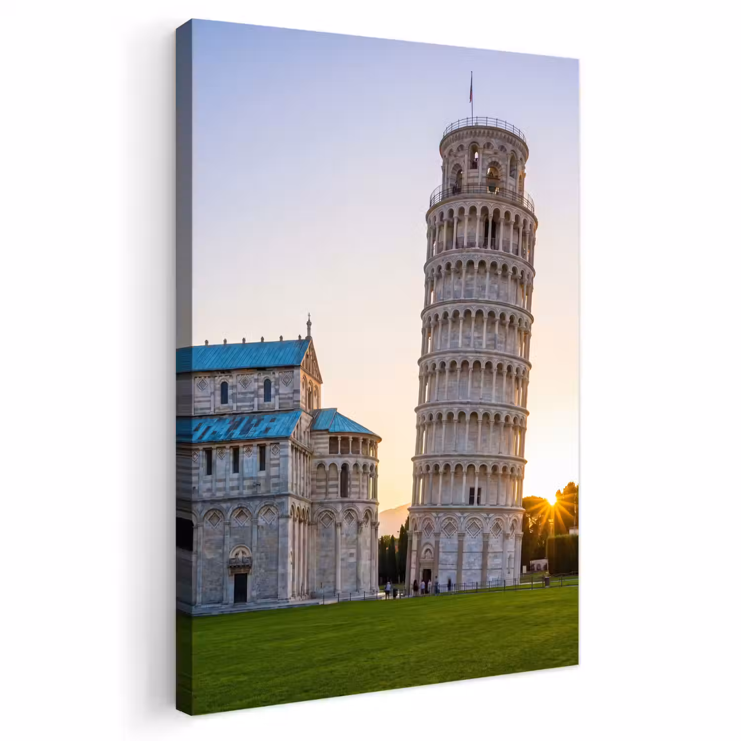Architectuur - Toren - Pisa - Italië - Zonsondergang Tuinposter op houten frame 2 cm dik klein -3d