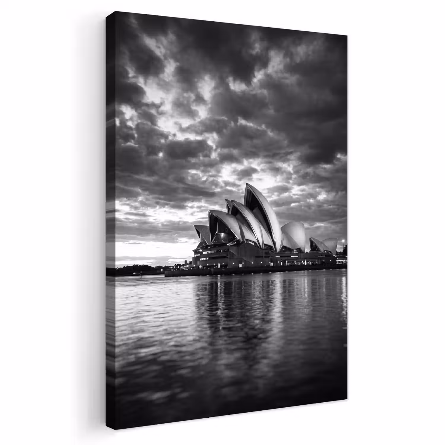 Architectuur - Water - Stad - Modern - Zwart-wit Tuinposter op houten frame 2 cm dik klein -3d