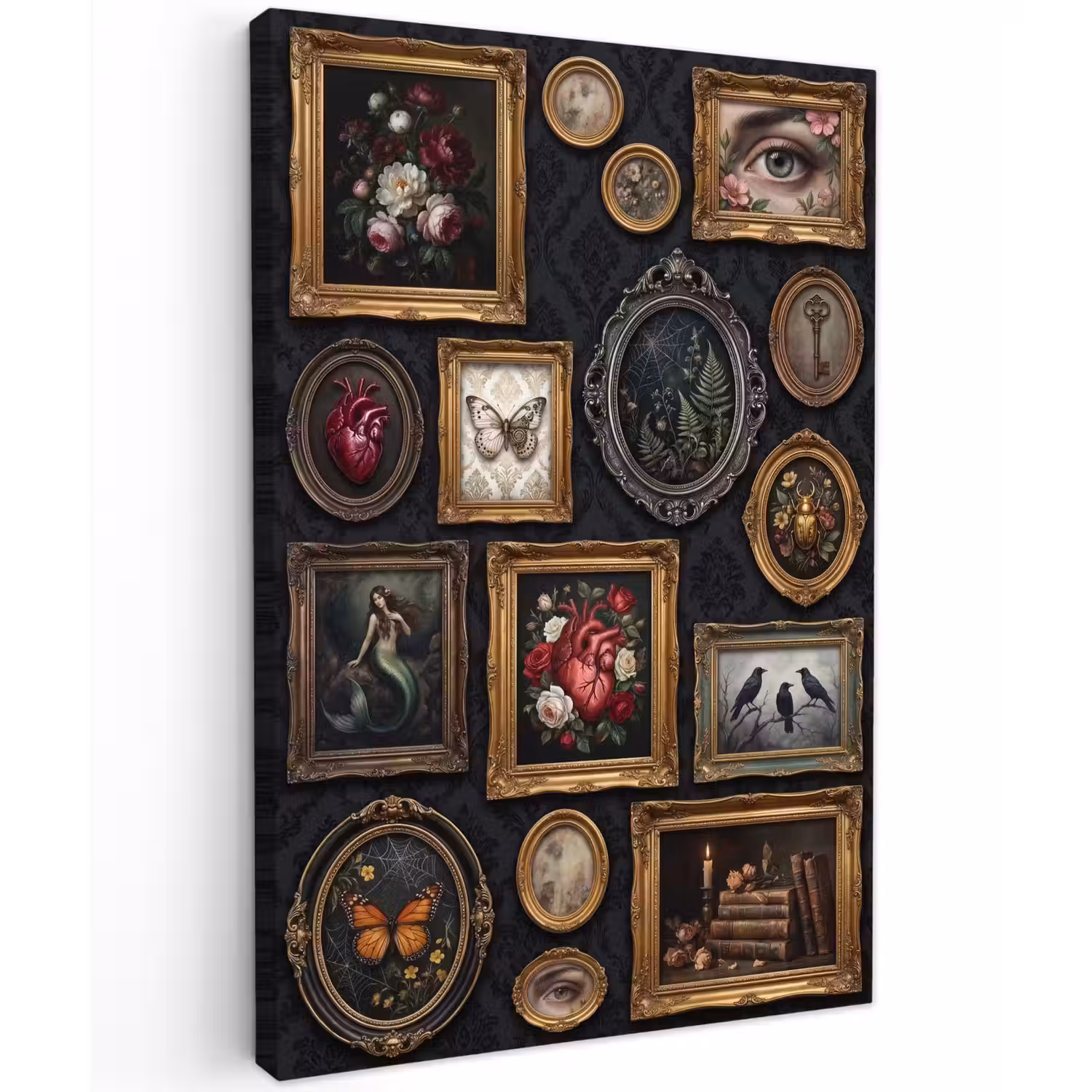 Kunst - Collectie - Vintage - Klassiek - Donker Tuinposter op houten frame 2 cm dik klein -3d