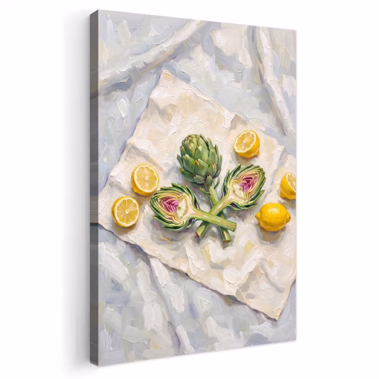 Outdoor Canvas Print - Artichoke - Lemon - Food - Artisjok - Citroen - Eten Tuinposter op houten frame 2 cm dik klein