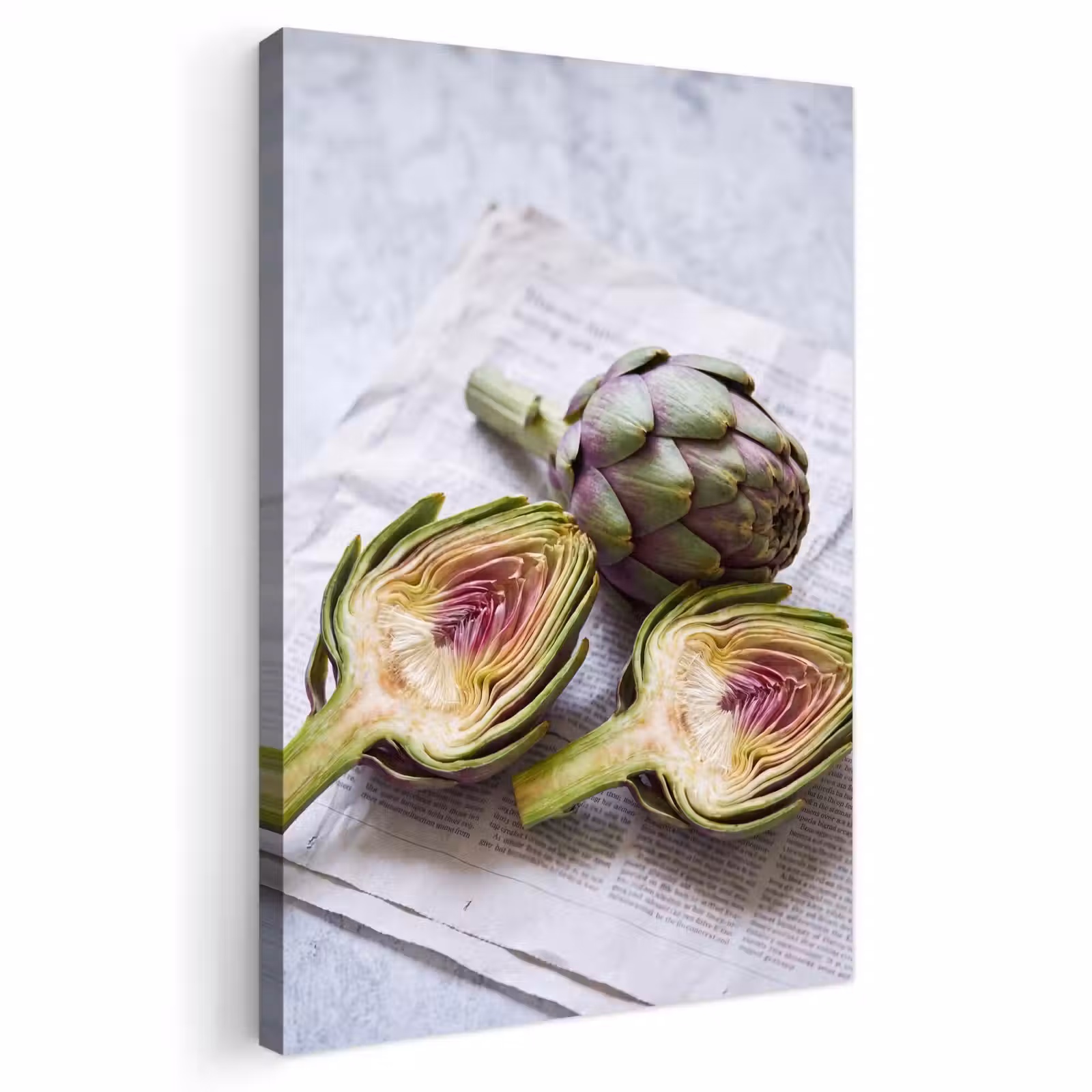 Outdoor Canvas Print - Artichoke - Sliced - Food - Artisjok - Doorgesneden - Eten Tuinposter op houten frame 2 cm dik klein
