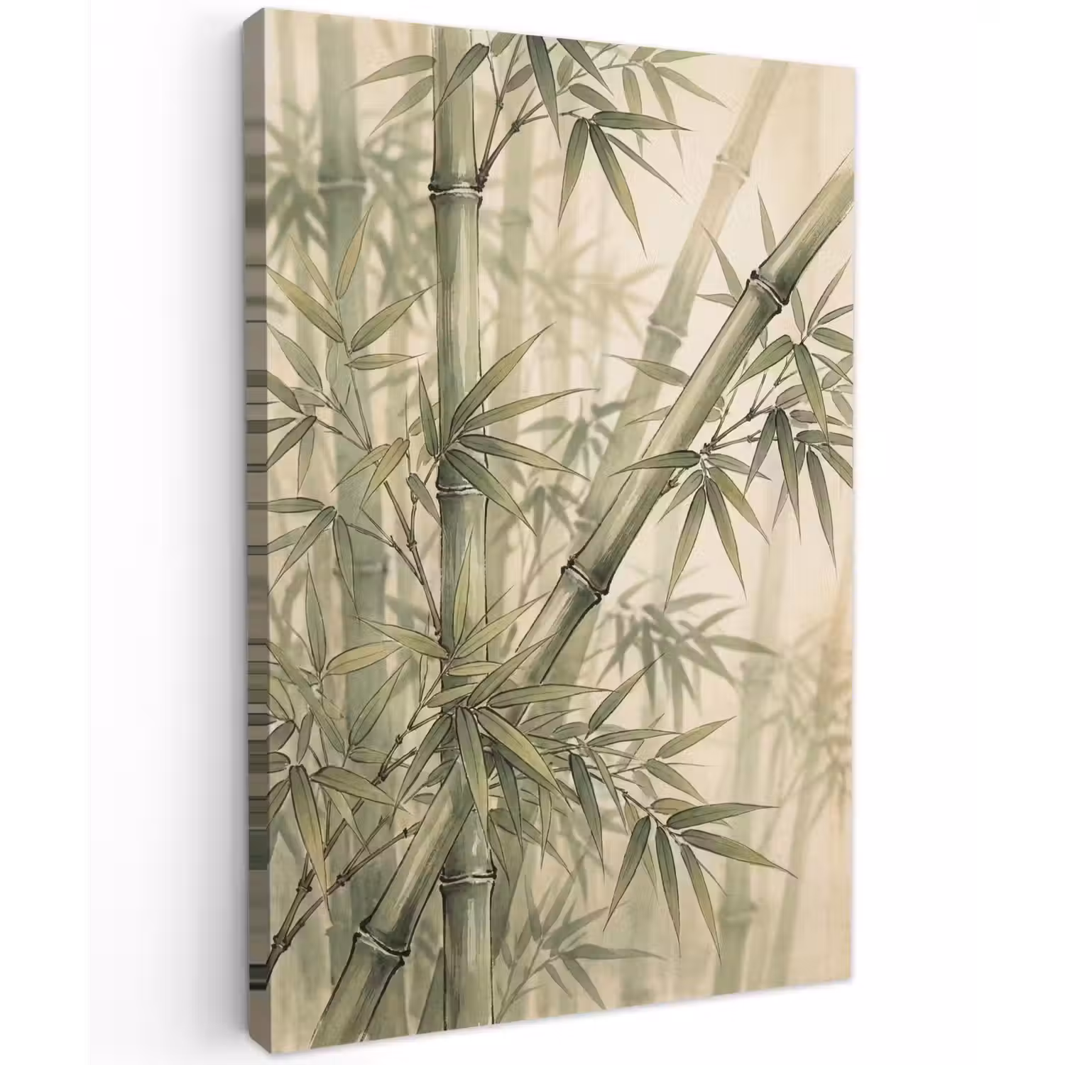 Bamboe - Bladeren - Aziatisch - Groen - Natuur Tuinposter op houten frame 2 cm dik klein -3d