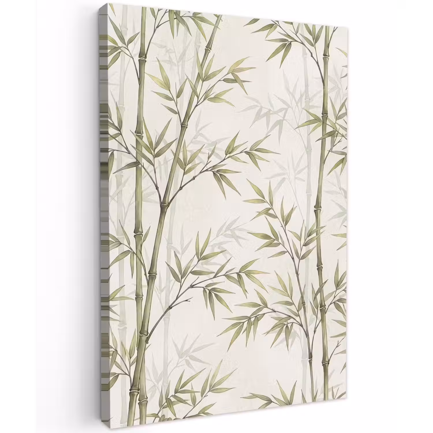 Bamboe - Bladeren - Natuur - Aquarel - Groen Tuinposter op houten frame 2 cm dik klein -3d
