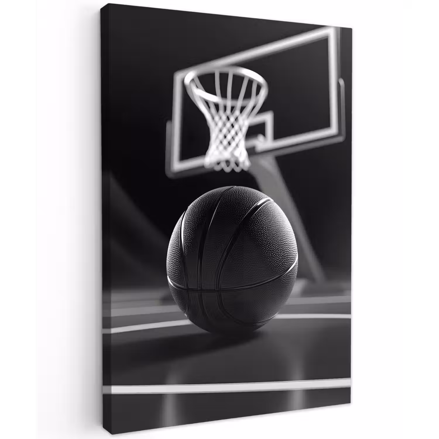 Basketbal - Basketbalveld - Lichtlijnen Tuinposter op houten frame 2 cm dik klein -3d