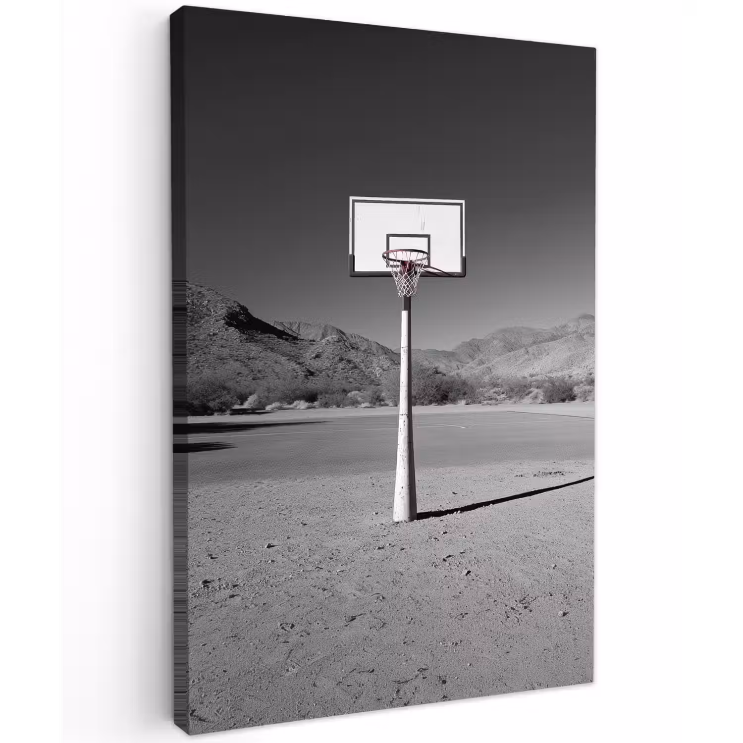 Basketbalpaal - Landschap - Zand - Wit Tuinposter op houten frame 2 cm dik klein -3d