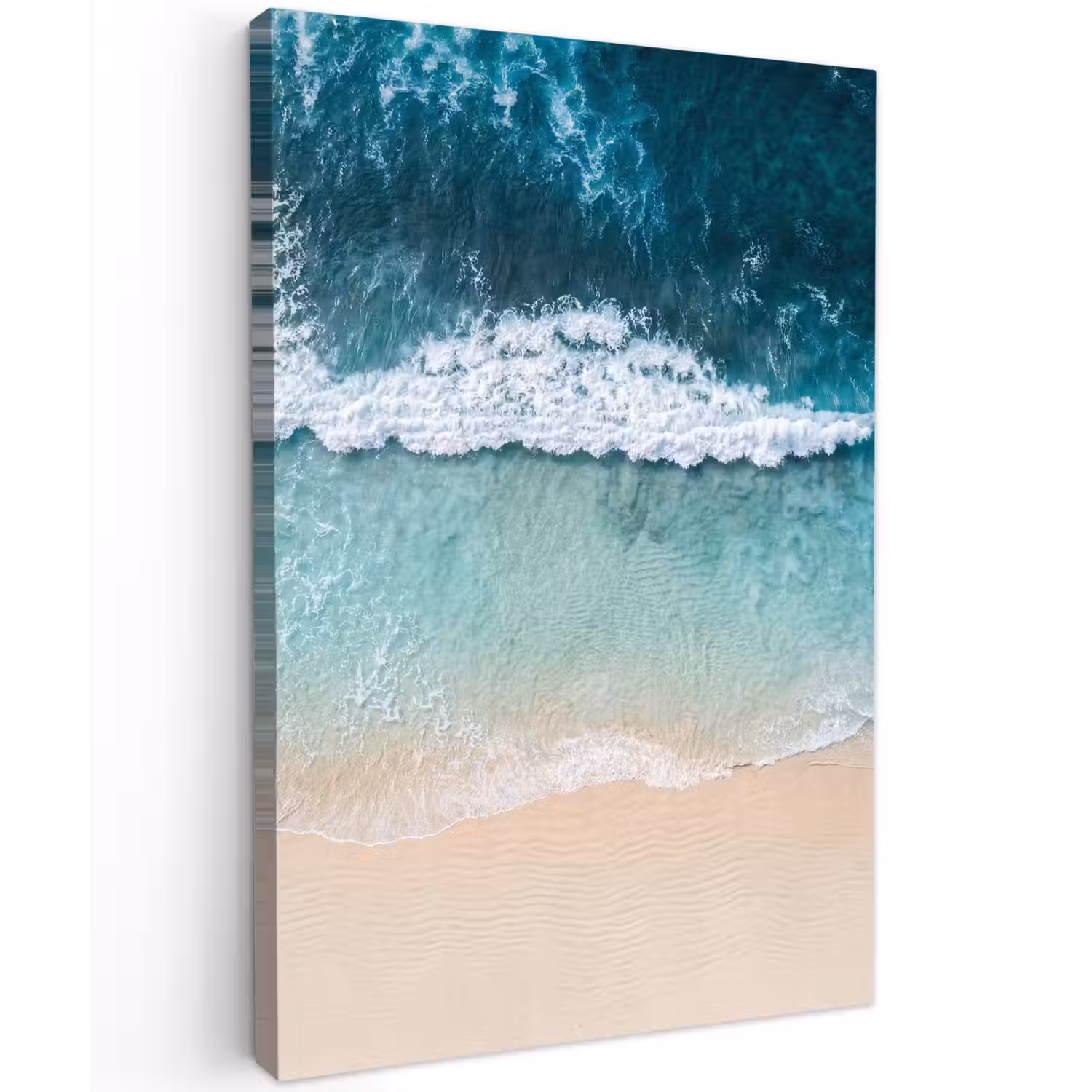 Strand - Zee - Golven - Natuur - Blauw Tuinposter op houten frame 2 cm dik klein -3d