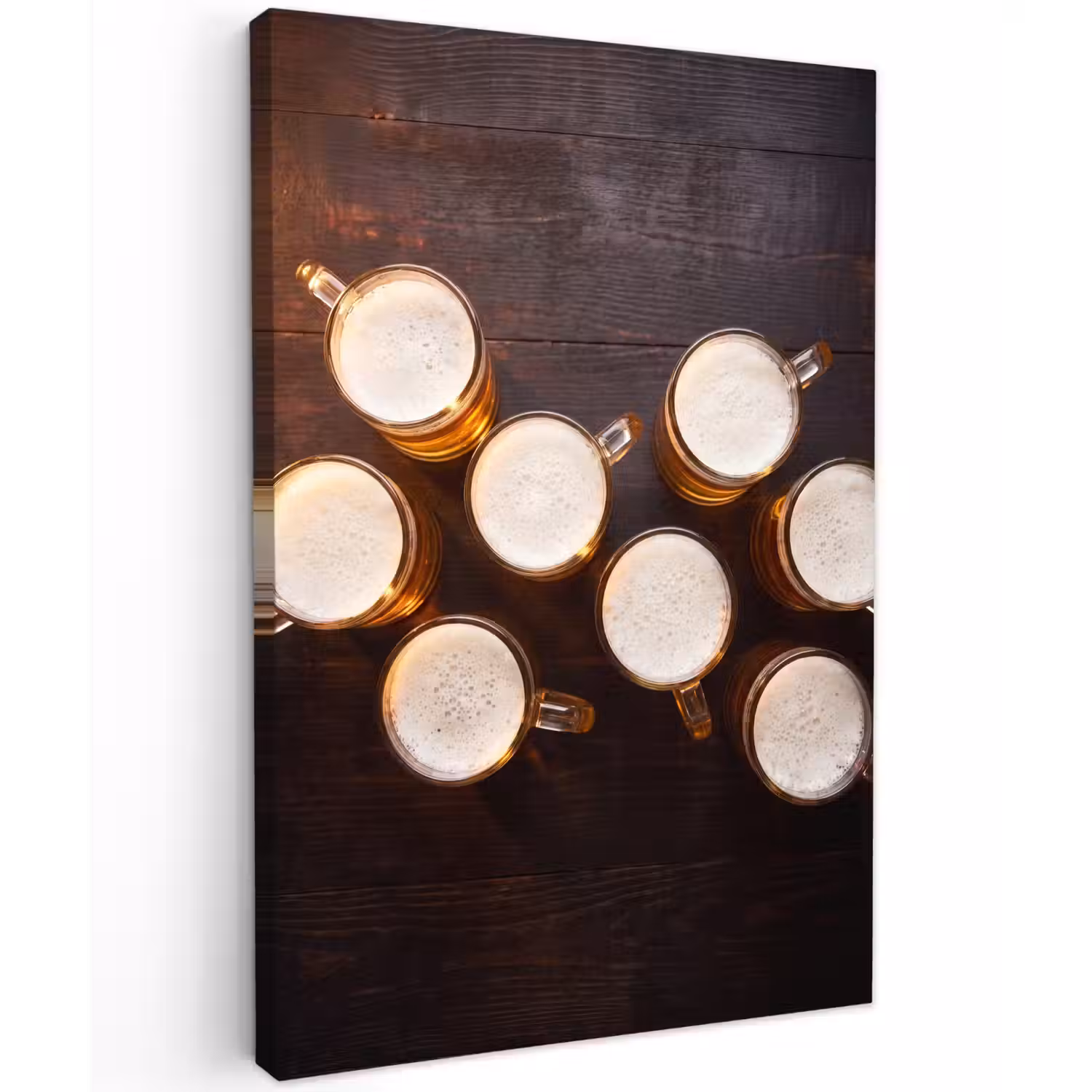 Bier - Glazen - Schuim - Hout - Drank Tuinposter op houten frame 2 cm dik klein -3d