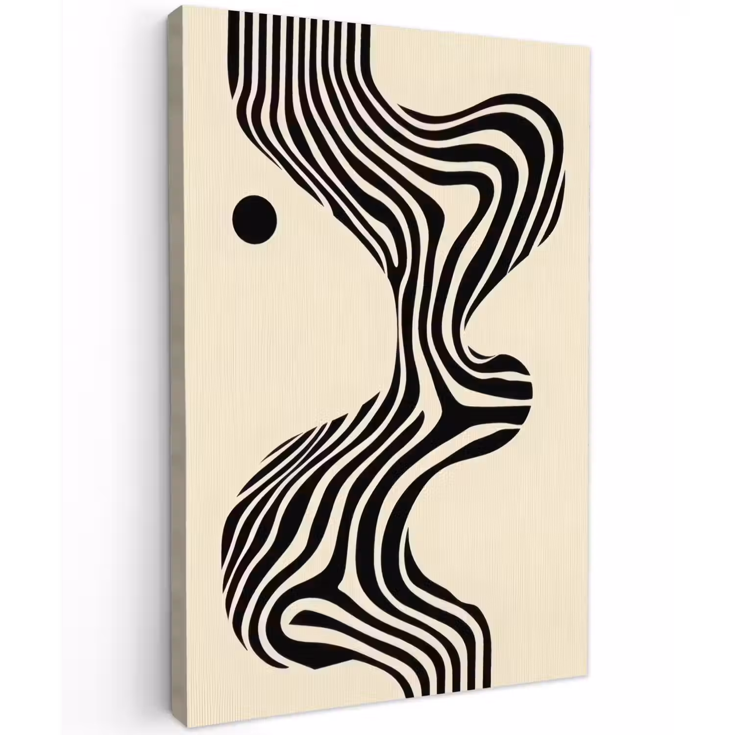 Beige - Lijnen - Golvend - Abstract Tuinposter op houten frame 2 cm dik klein -3d