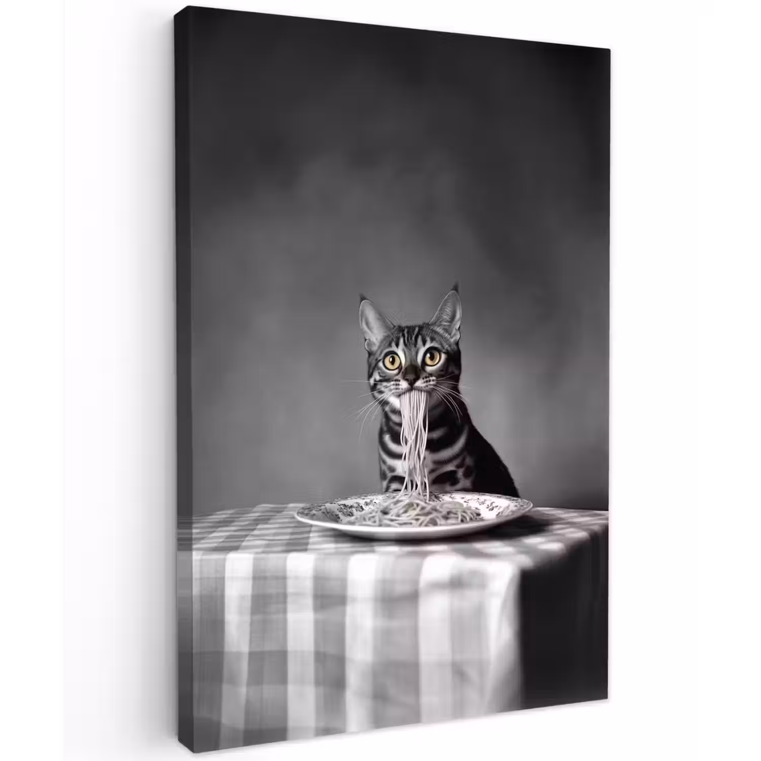 Bengaal - Kat - Tafelkleed - Zwart - Wit - Dier Tuinposter op houten frame 2 cm dik klein -3d