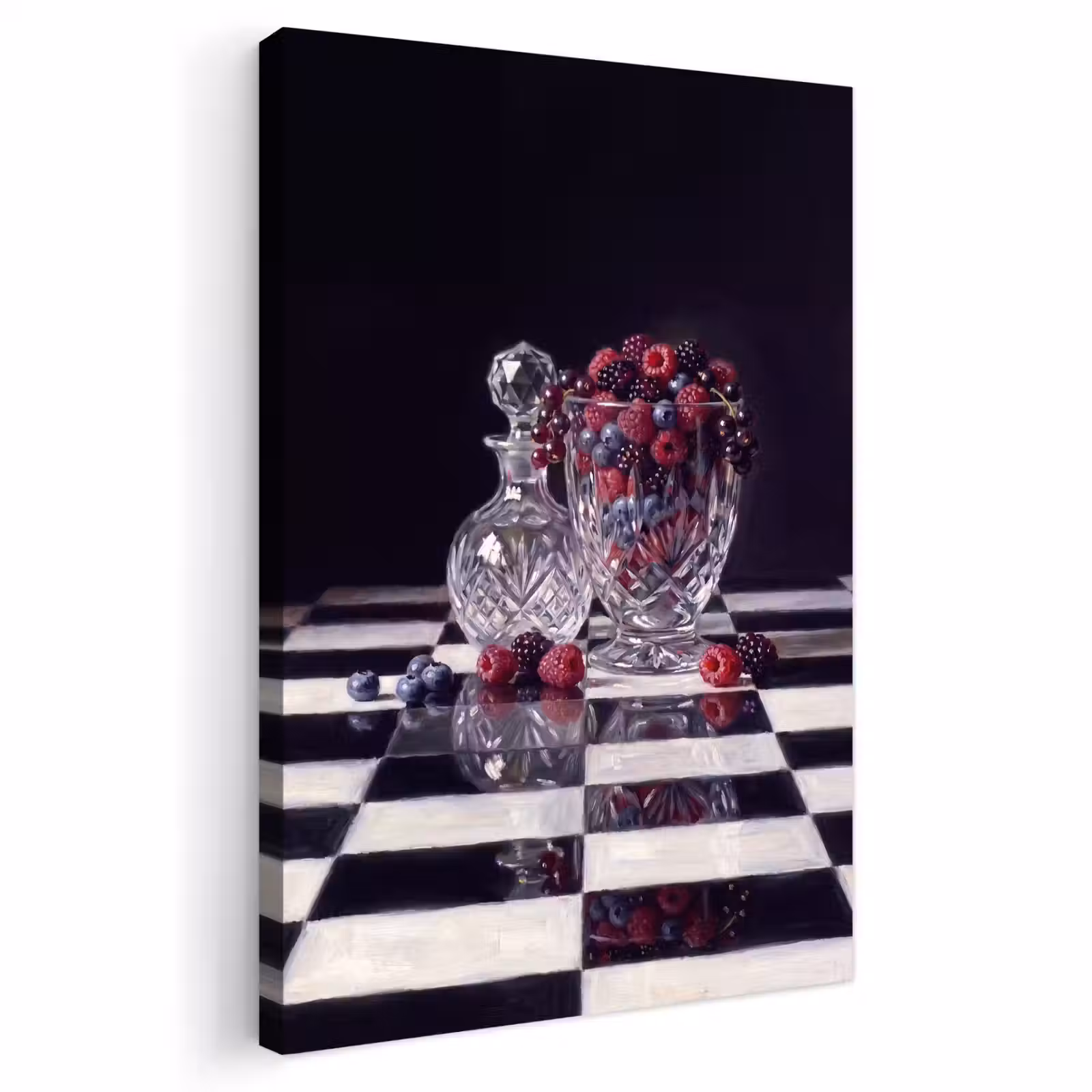 Outdoor Canvas Print - Berries - Crystal - Still Life - Bessen - Kristal - Stilleven Tuinposter op houten frame 2 cm dik klein