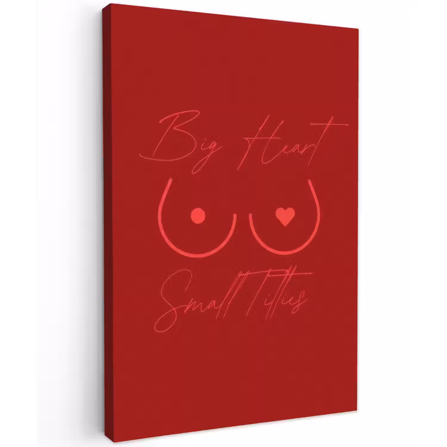 big heart small titties - Hart - Rood Tuinposter op houten frame 2 cm dik klein -3d