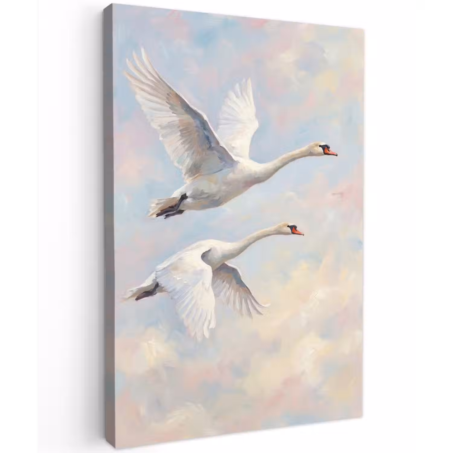 Vogel - Vliegend - Lucht - Modern - Pastel Tuinposter op houten frame 2 cm dik klein -3d