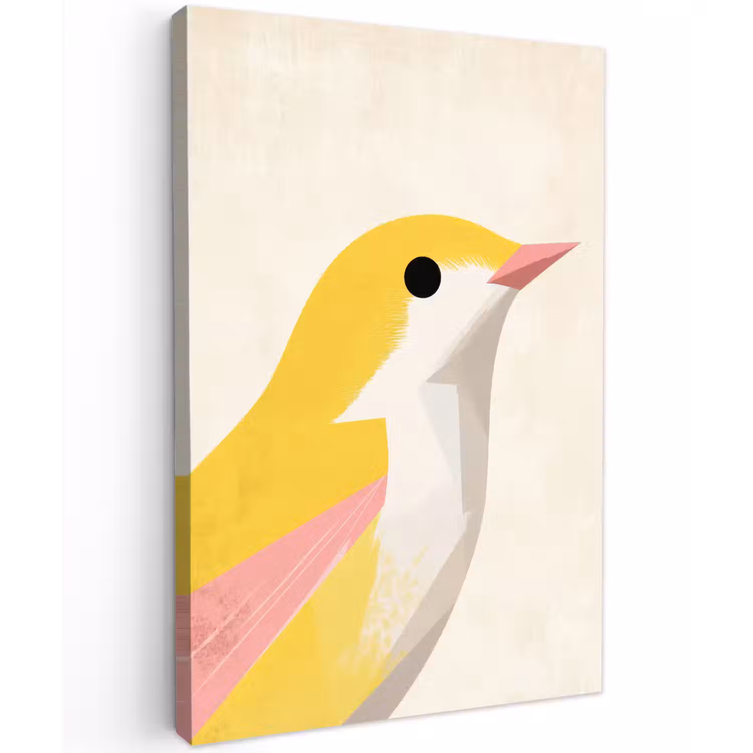 Vogel - Minimalistisch - Geel Tuinposter op houten frame 2 cm dik klein -3d