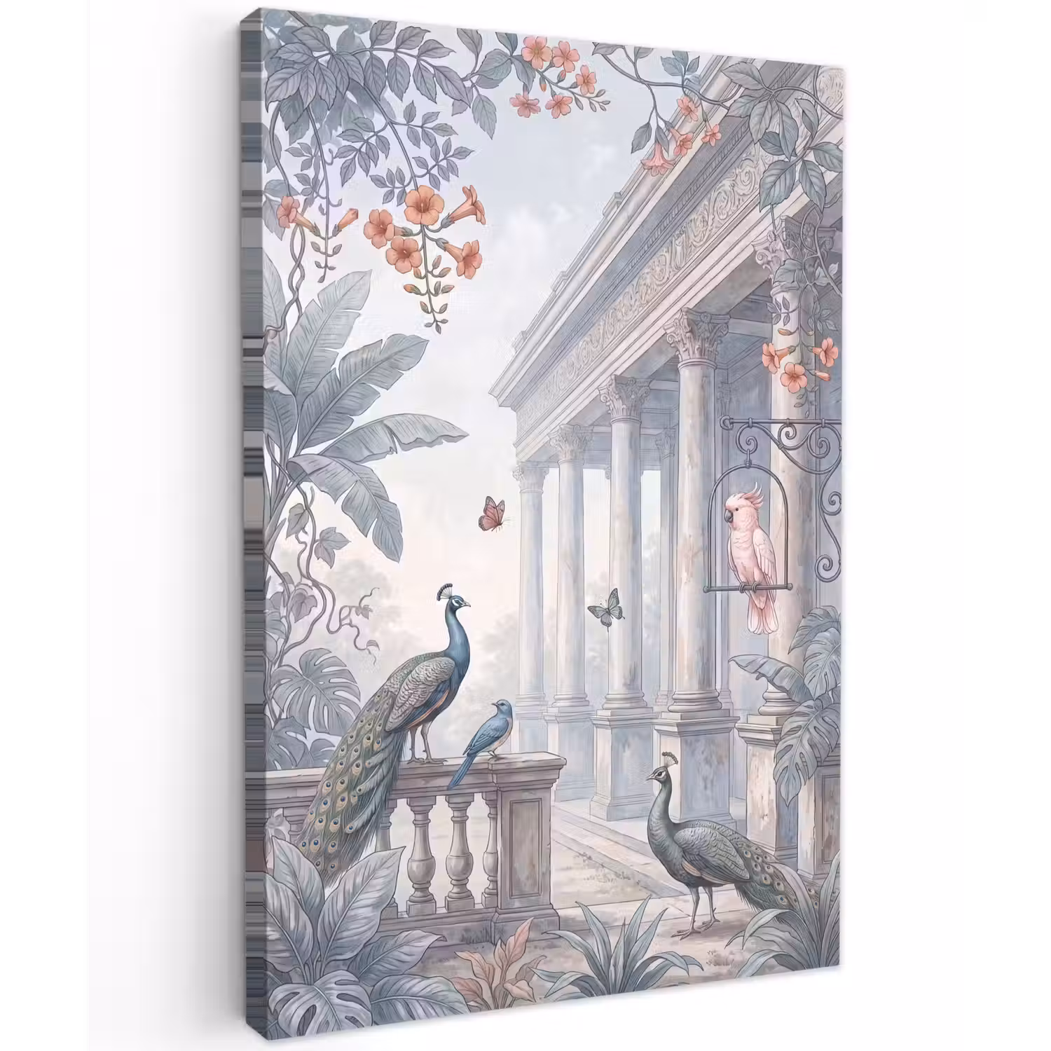 Vogel - Pauw - Architectuur - Klassiek - Groen Tuinposter op houten frame 2 cm dik klein -3d