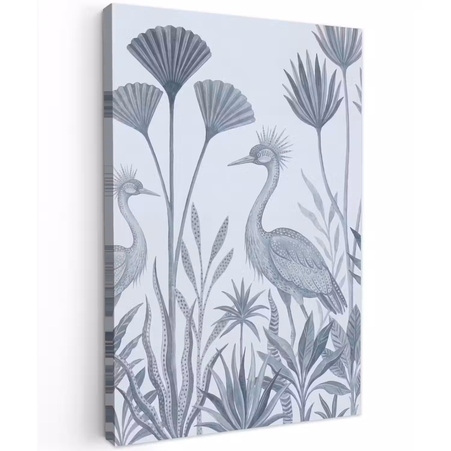 Vogel - Tropisch - Illustratie - Blauwgrijs - Natuur Tuinposter op houten frame 2 cm dik klein -3d