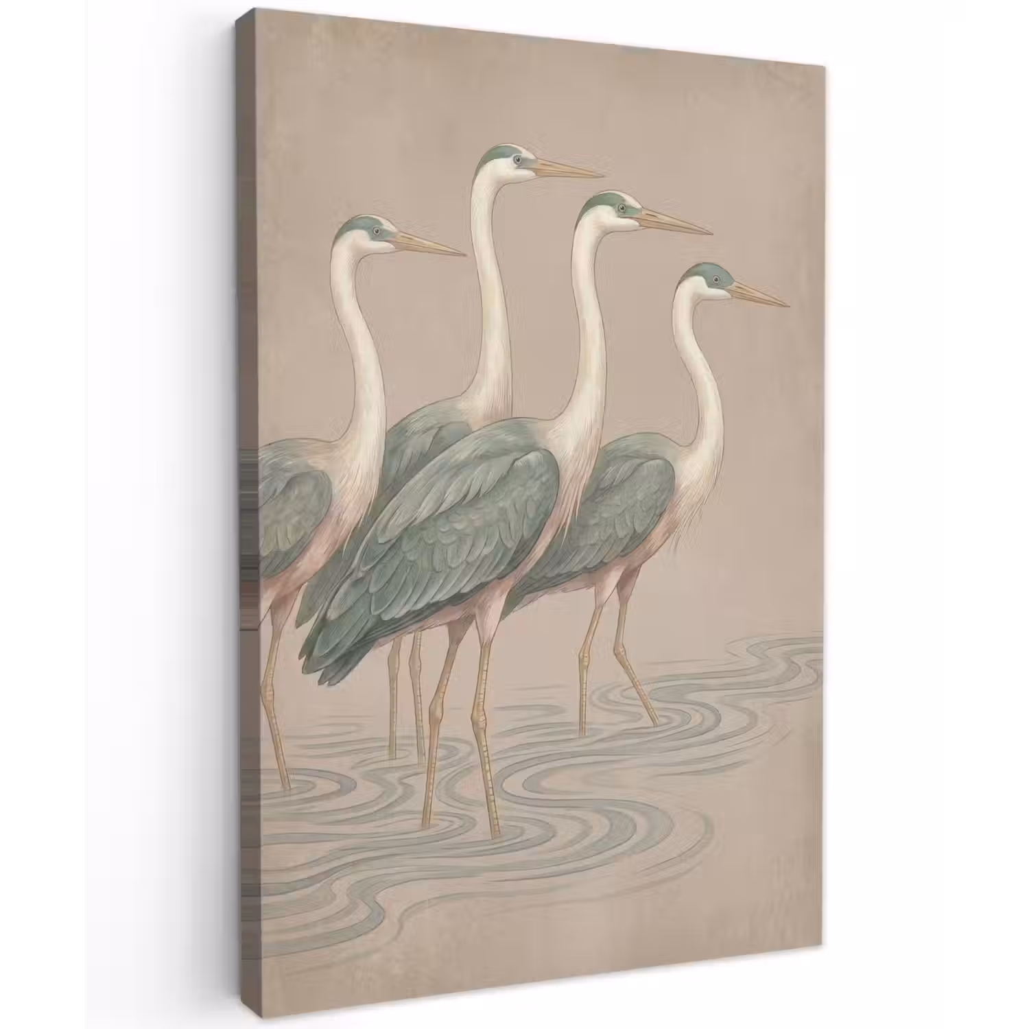 Vogel - Water - Natuur - Vintage Tuinposter op houten frame 2 cm dik klein -3d