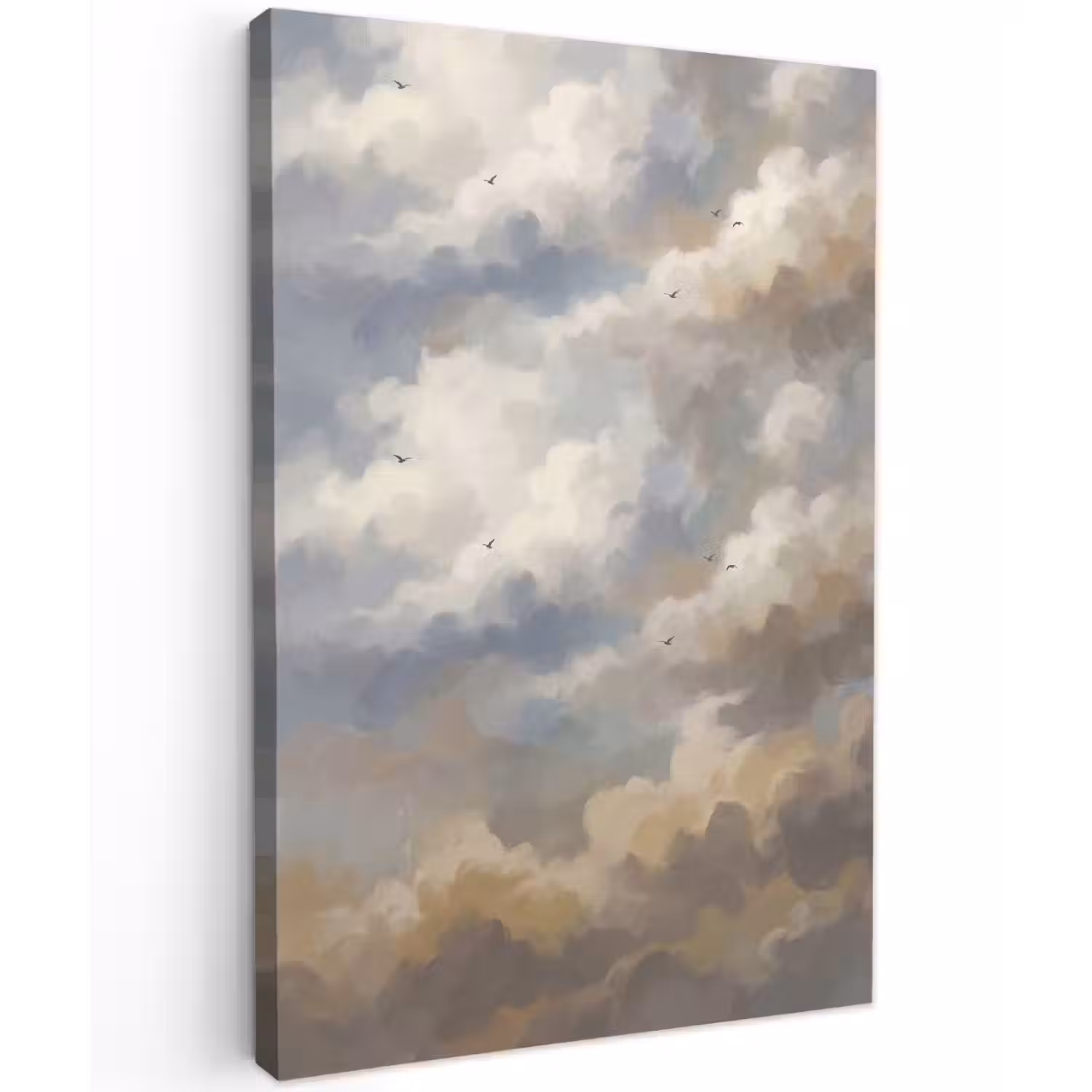 Vogel - Wolken - Natuur - Modern - Grijs Tuinposter op houten frame 2 cm dik klein -3d