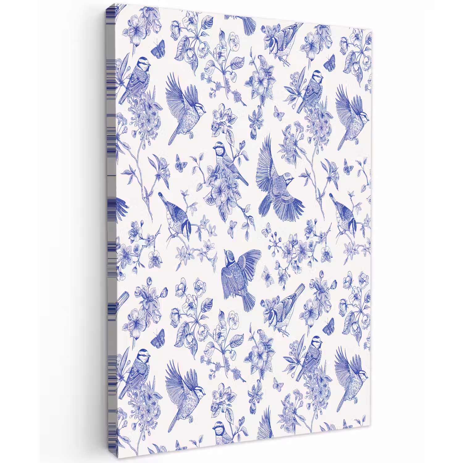 Birds - Flowers - Blue Tuinposter op houten frame 2 cm dik klein 841 -3d