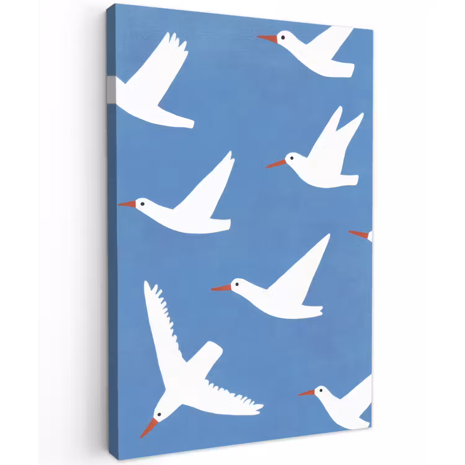 Vogels - Wit - Patroon Tuinposter op houten frame 2 cm dik klein -3d