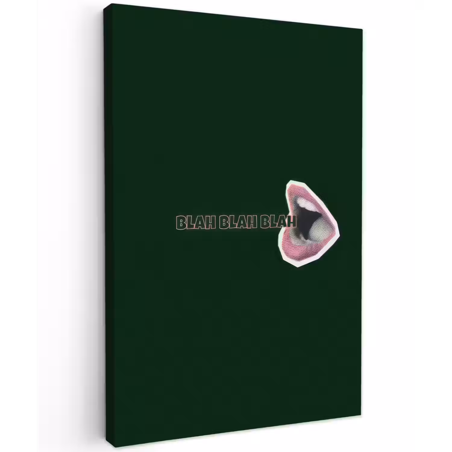 BLAH BLAH BLAH - Mond - Groen Tuinposter op houten frame 2 cm dik klein -3d