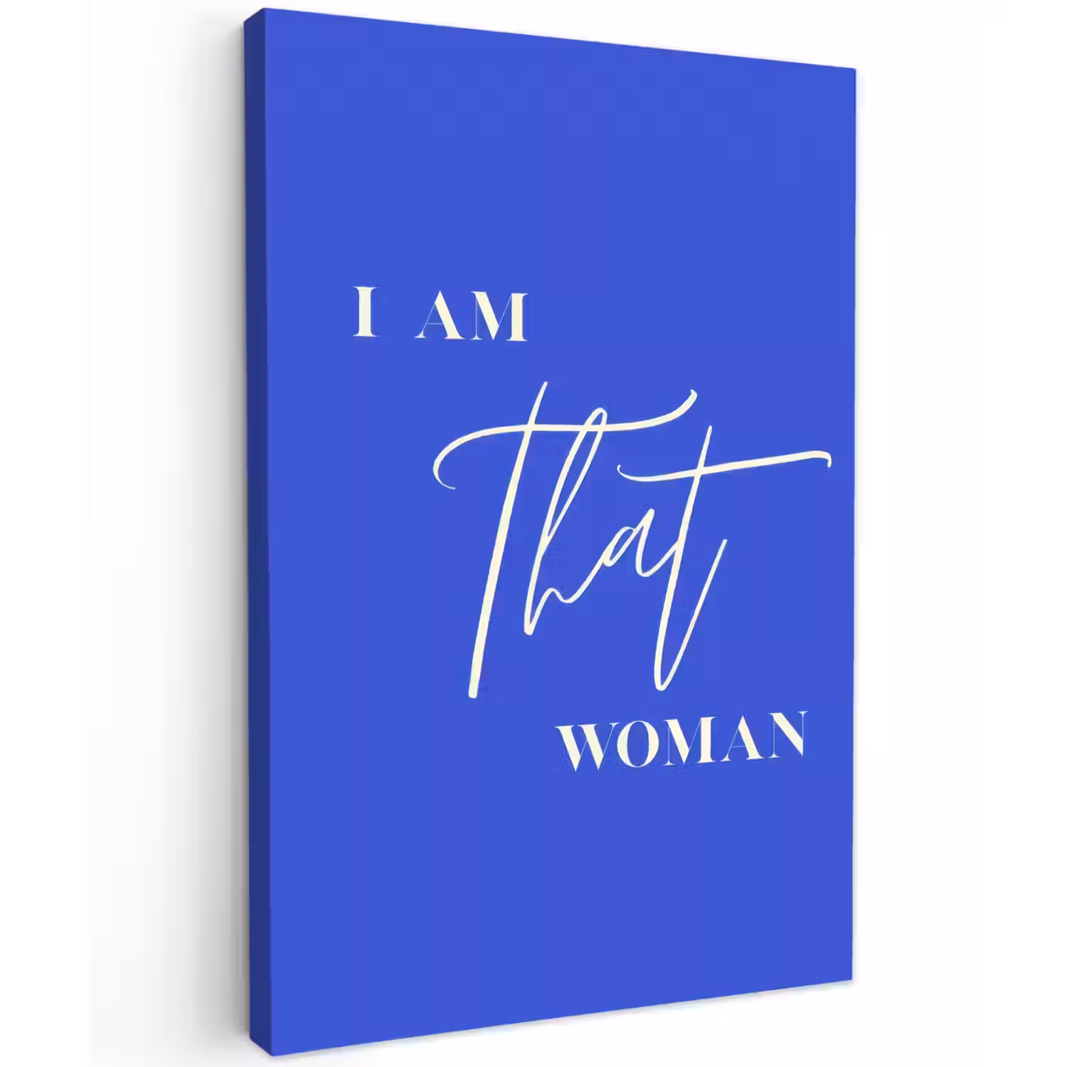 Blauw - I am that woman - Sierlijk - Minimalistisch Tuinposter op houten frame 2 cm dik klein -3d