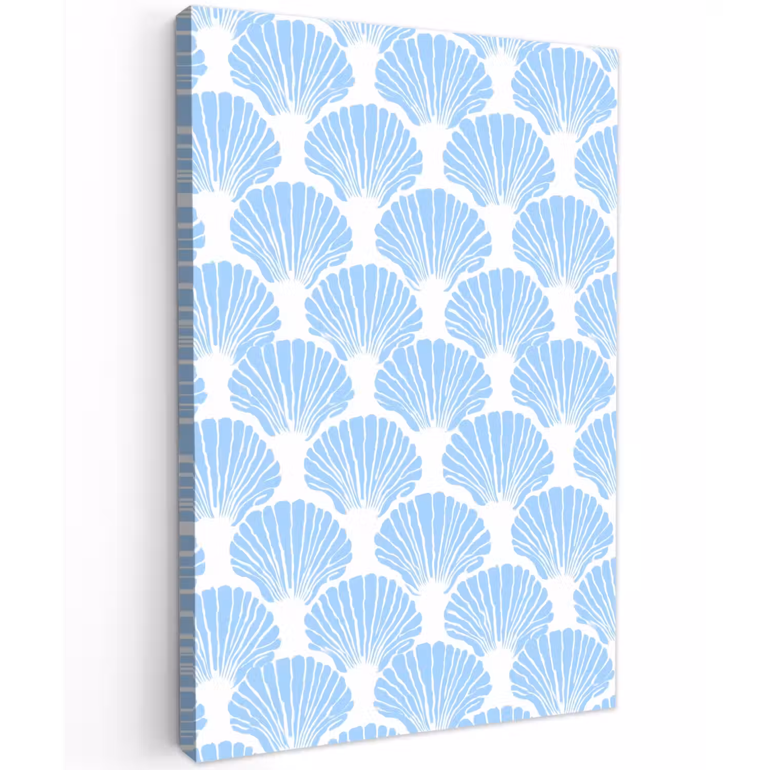 Blauw - Wit - Schelpen - Grafisch - Structuur Tuinposter op houten frame 2 cm dik klein 841 -3d