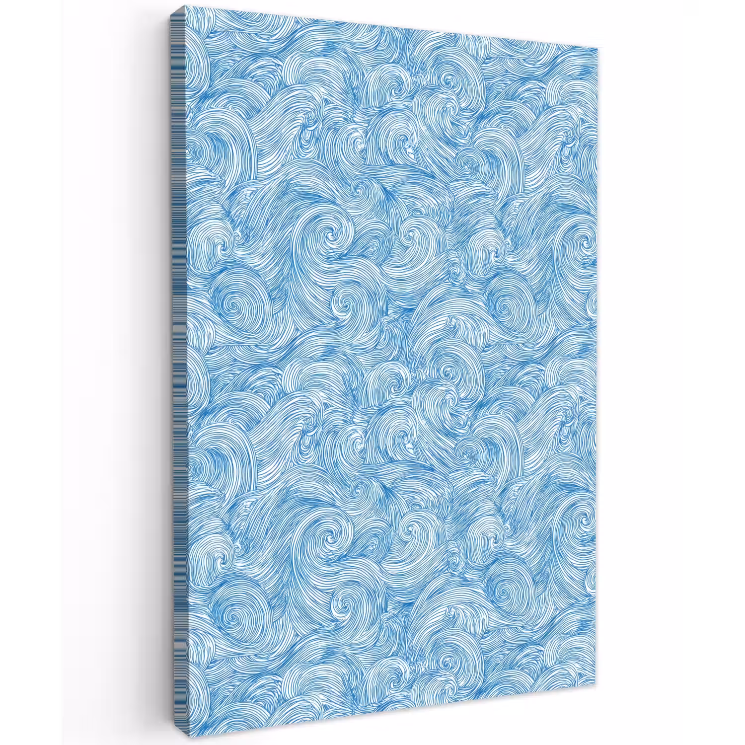 Blauw - Wit - Spiraal - Golven - Lijnen Tuinposter op houten frame 2 cm dik klein 841 -3d