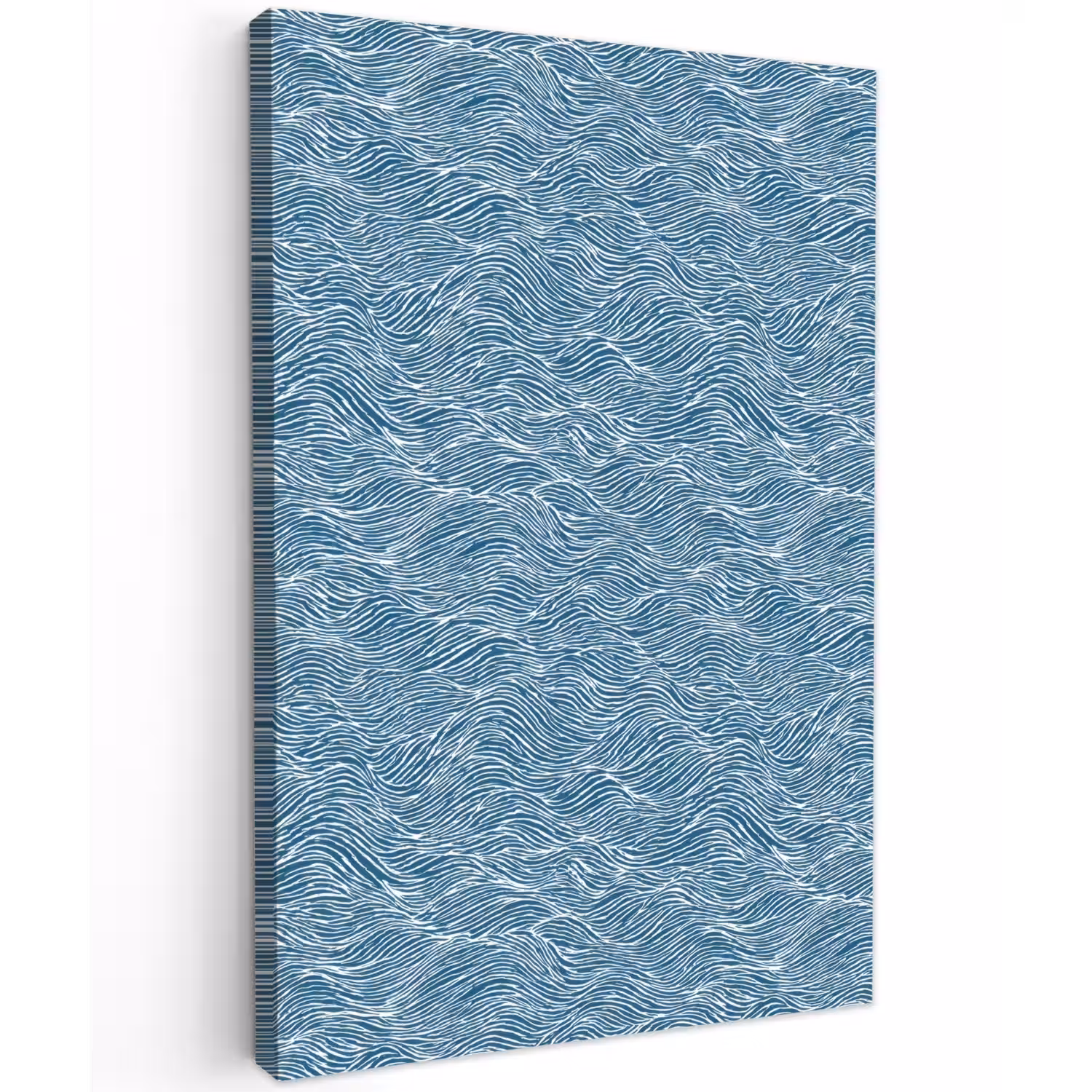 Blauw - Wit - Golven - Getekend - Textuur Tuinposter op houten frame 2 cm dik klein 841 -3d