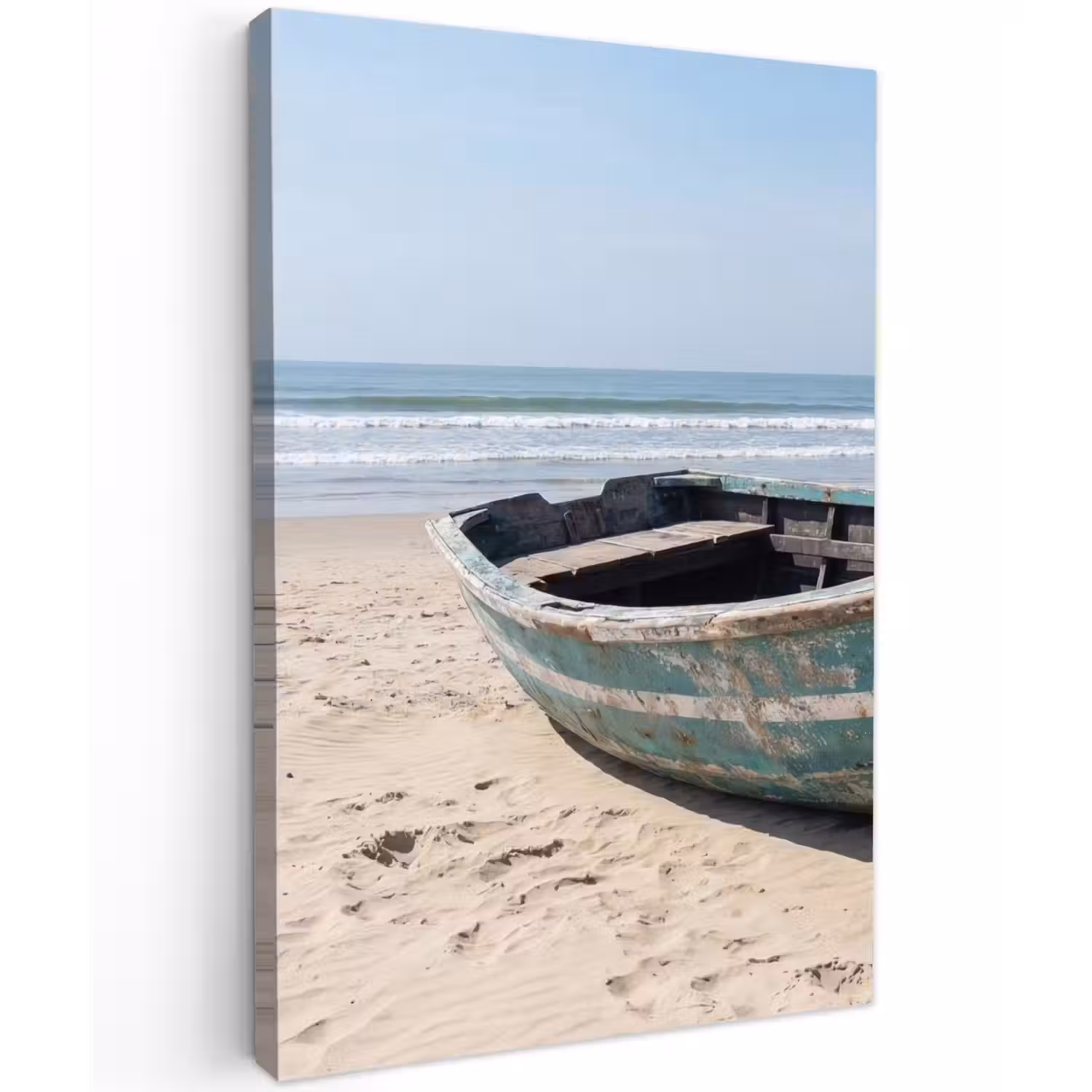 Boot - Zandstrand - Zee Tuinposter op houten frame 2 cm dik klein -3d