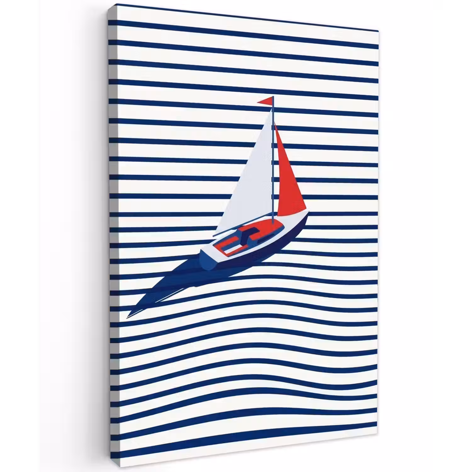 Boot - Water - Abstract - Blauw Tuinposter op houten frame 2 cm dik klein -3d