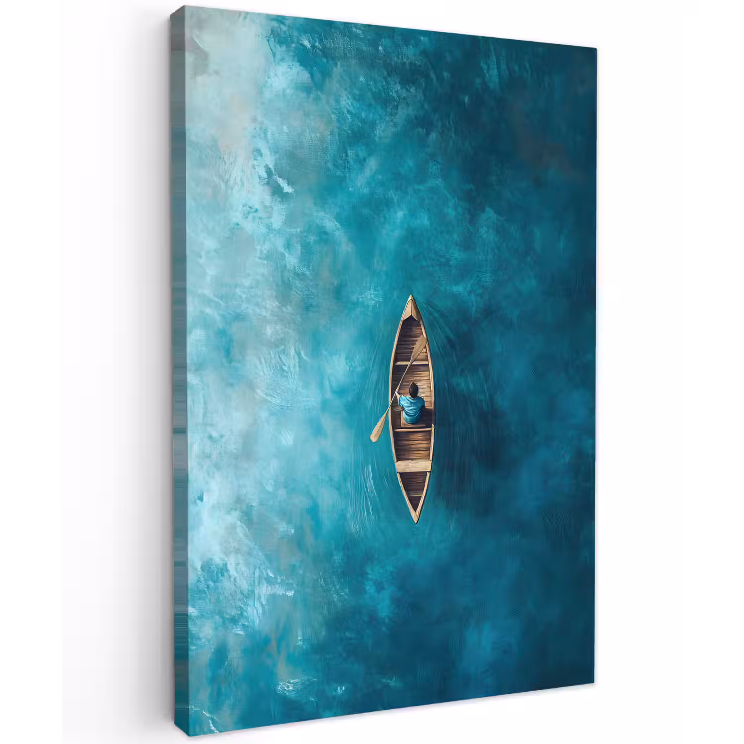 Bootje - Water - Blauw Tuinposter op houten frame 2 cm dik klein -3d