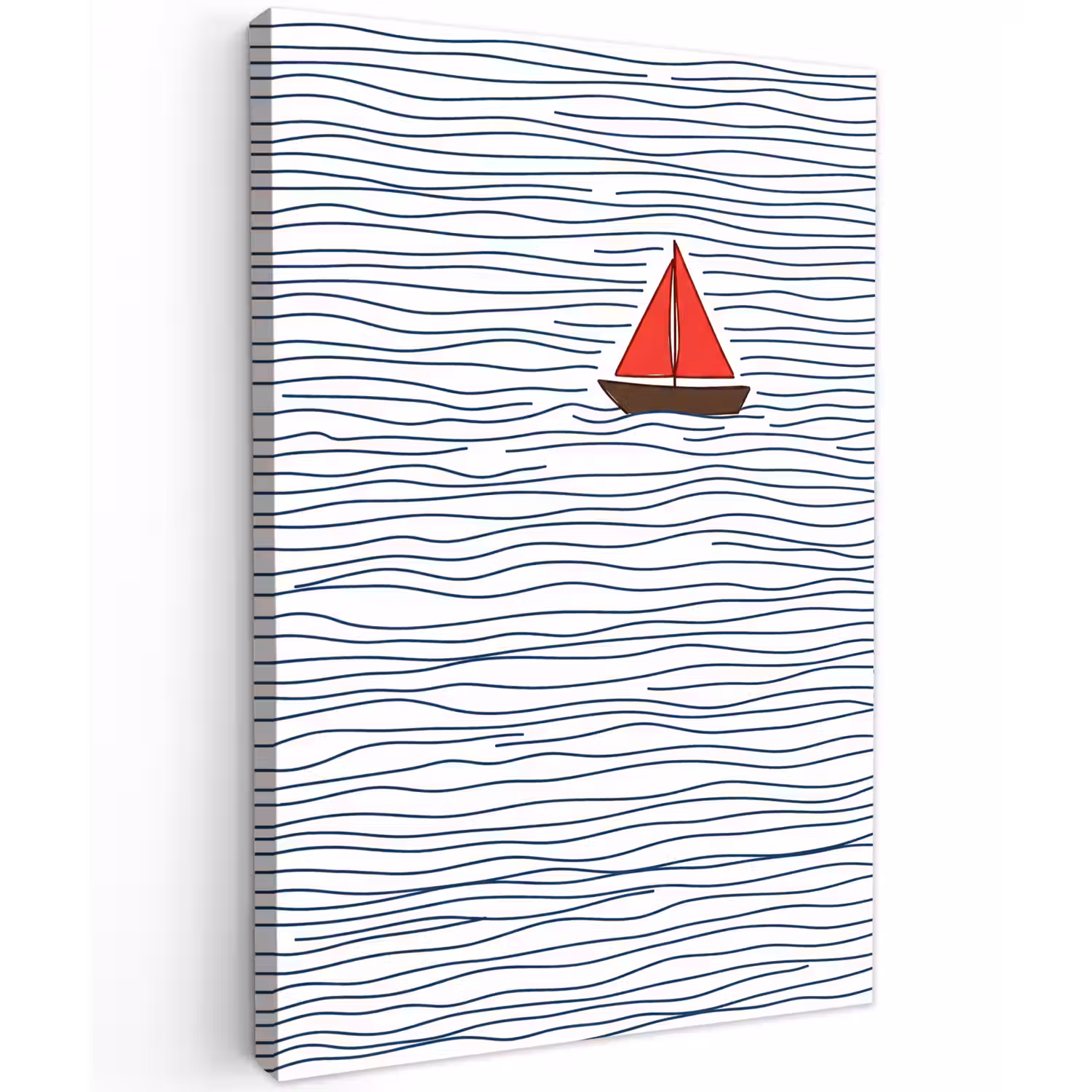 Boot - Water - Rood - Illustratie - Minimalistisch Tuinposter op houten frame 2 cm dik klein -3d
