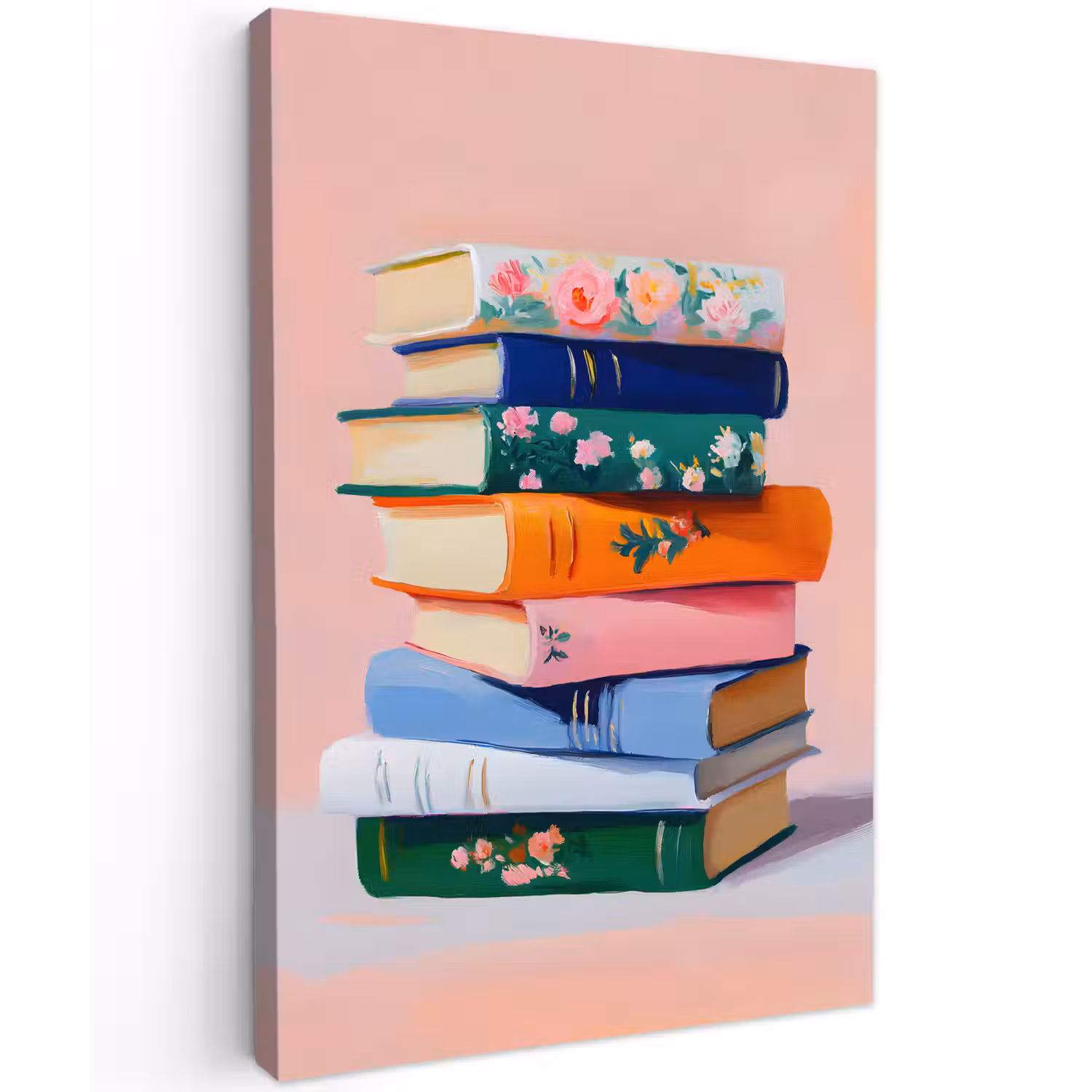 Boeken - Stapel - Kleurrijk Tuinposter op houten frame 2 cm dik klein -3d