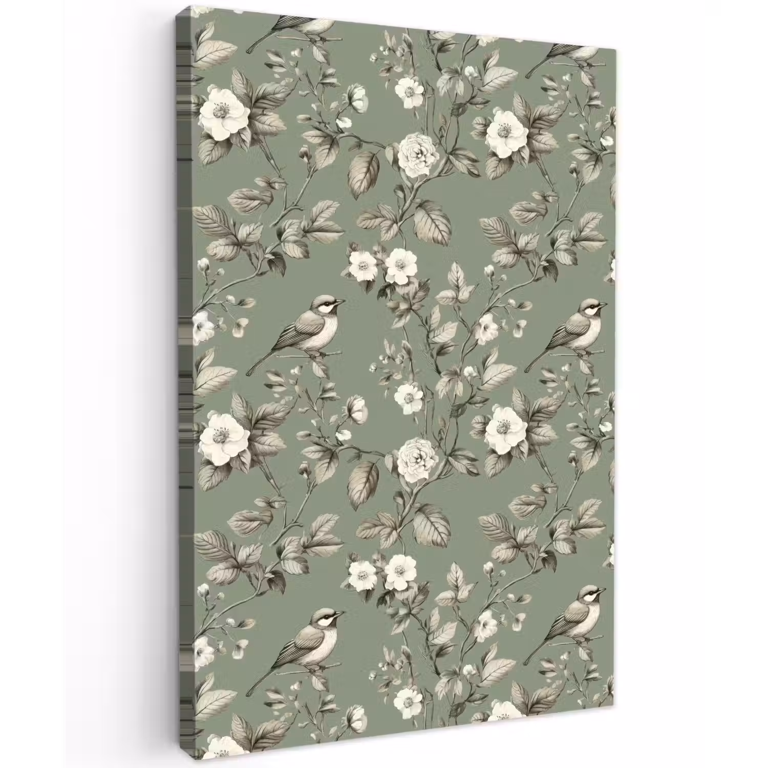 Botanisch - Vogels - Groen Tuinposter op houten frame 2 cm dik klein 841 -3d