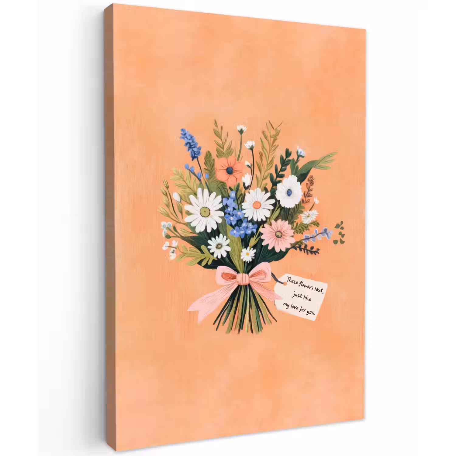 Boeket - Strikje - Quote Tuinposter op houten frame 2 cm dik klein -3d