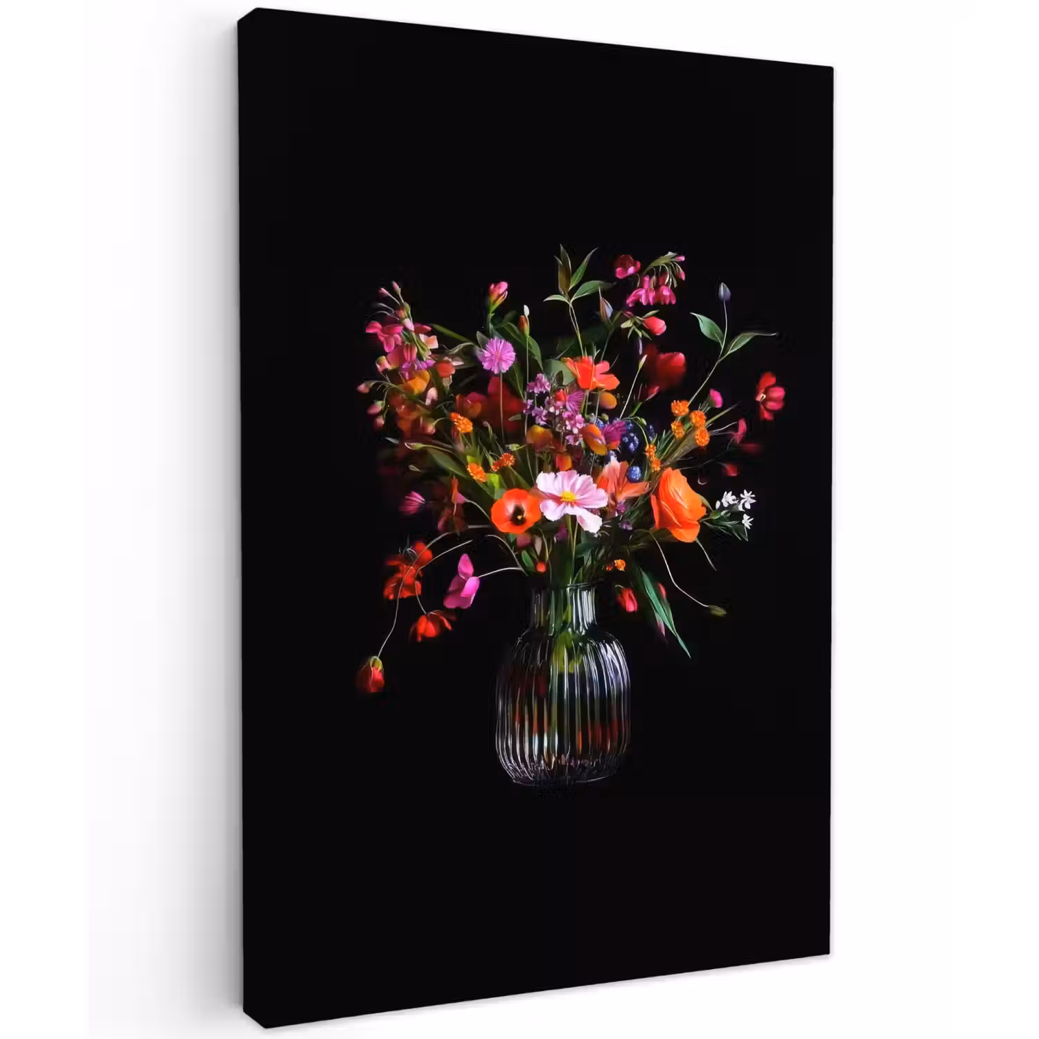 Boeket - Veldbloemen - Vaas Tuinposter op houten frame 2 cm dik klein -3d