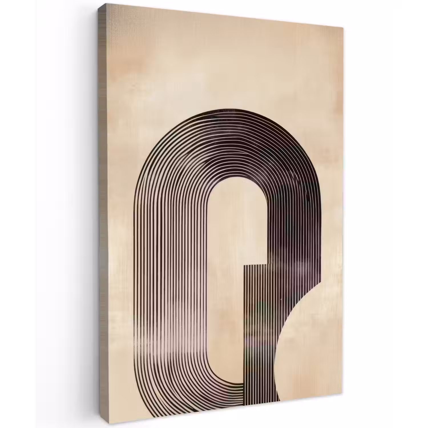 Boog - Strepen - Minimalistisch - Zwart Tuinposter op houten frame 2 cm dik klein -3d