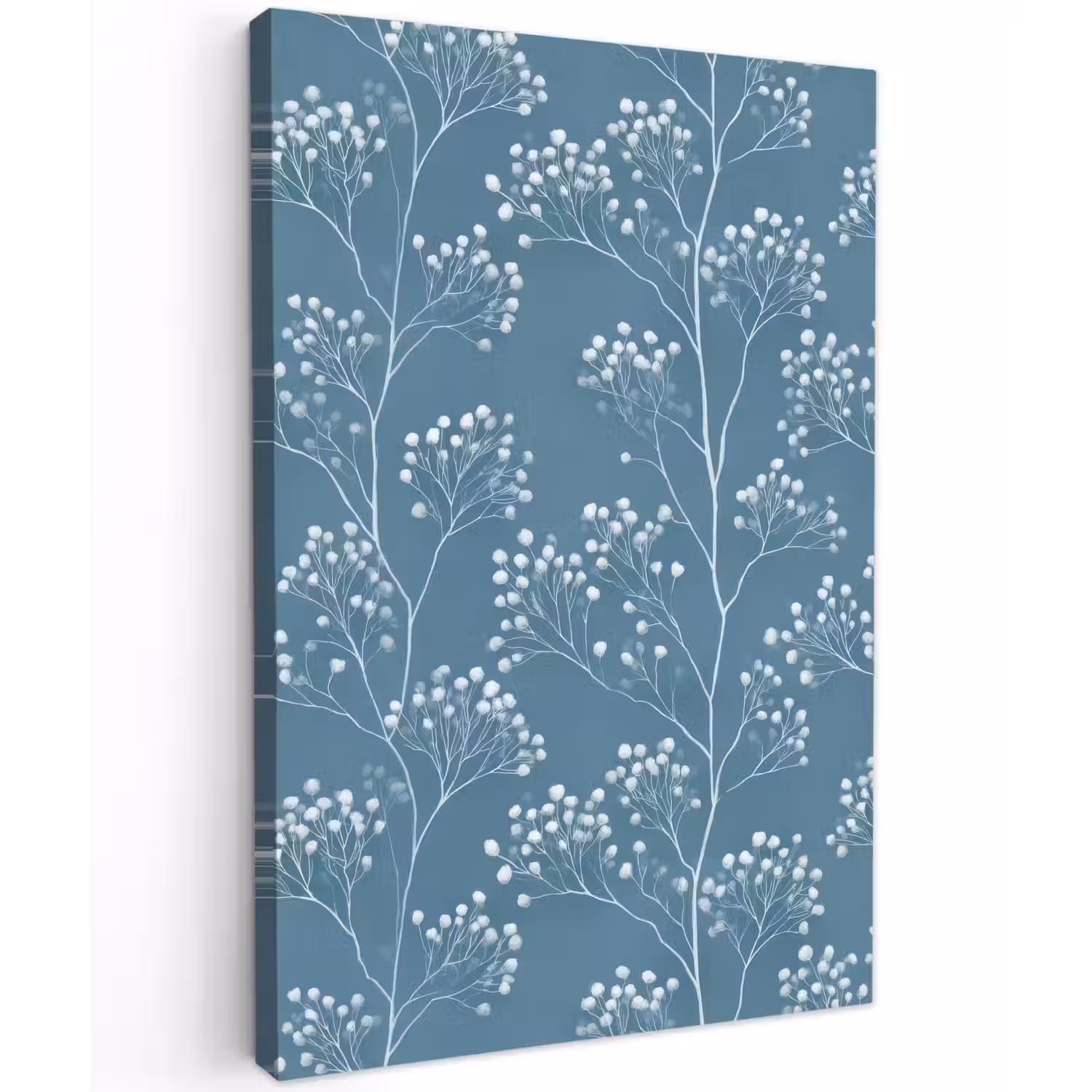 Takken - Bessen - Patroon - Lichtblauw Tuinposter op houten frame 2 cm dik klein 841 -3d