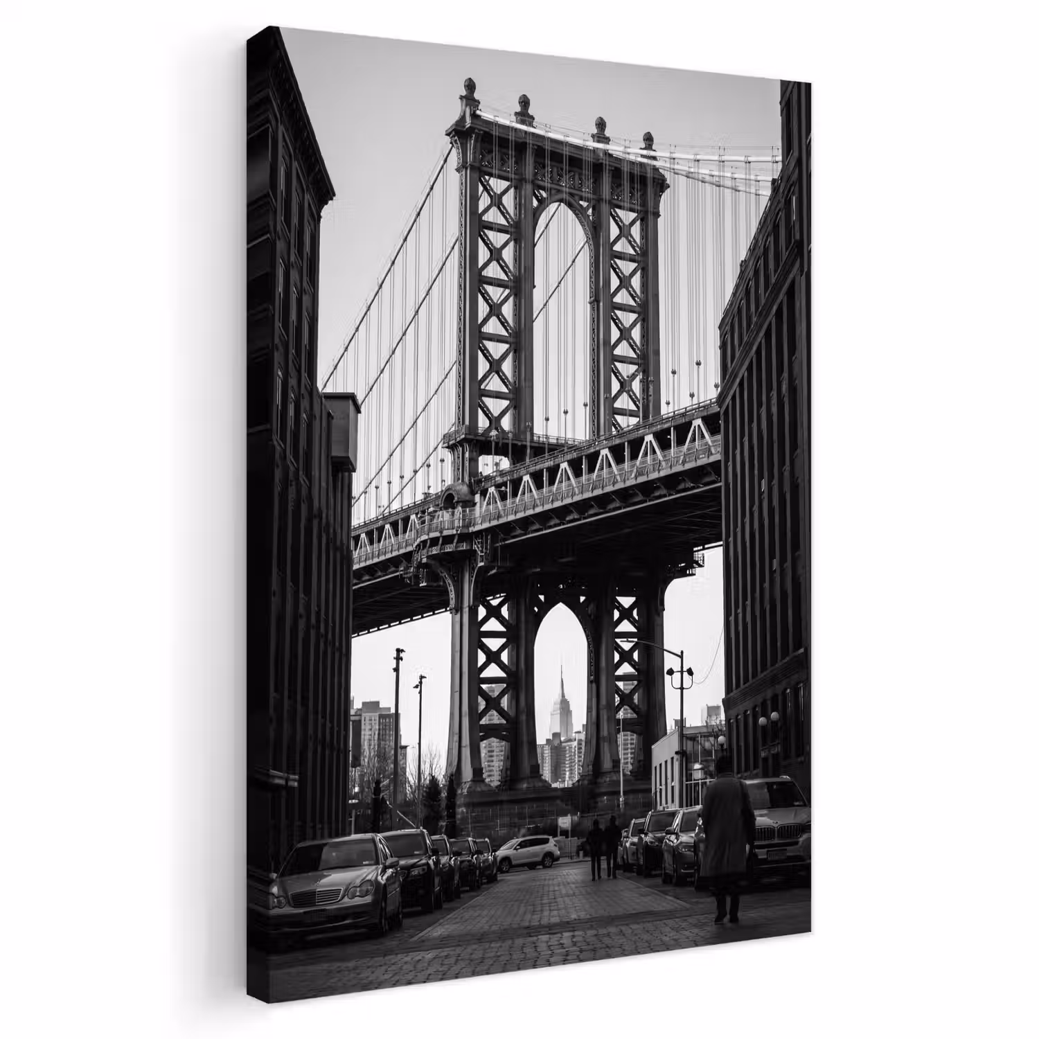 Brug - Stad - Architectuur - Modern - Zwart-wit Tuinposter op houten frame 2 cm dik klein -3d