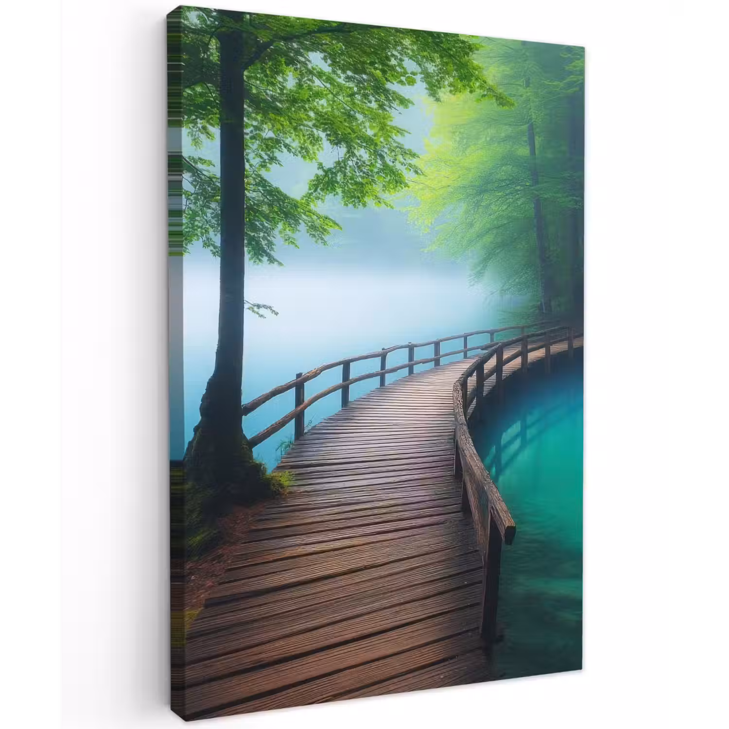 Brug - Water - Rivier - Bos Tuinposter op houten frame 2 cm dik klein -3d