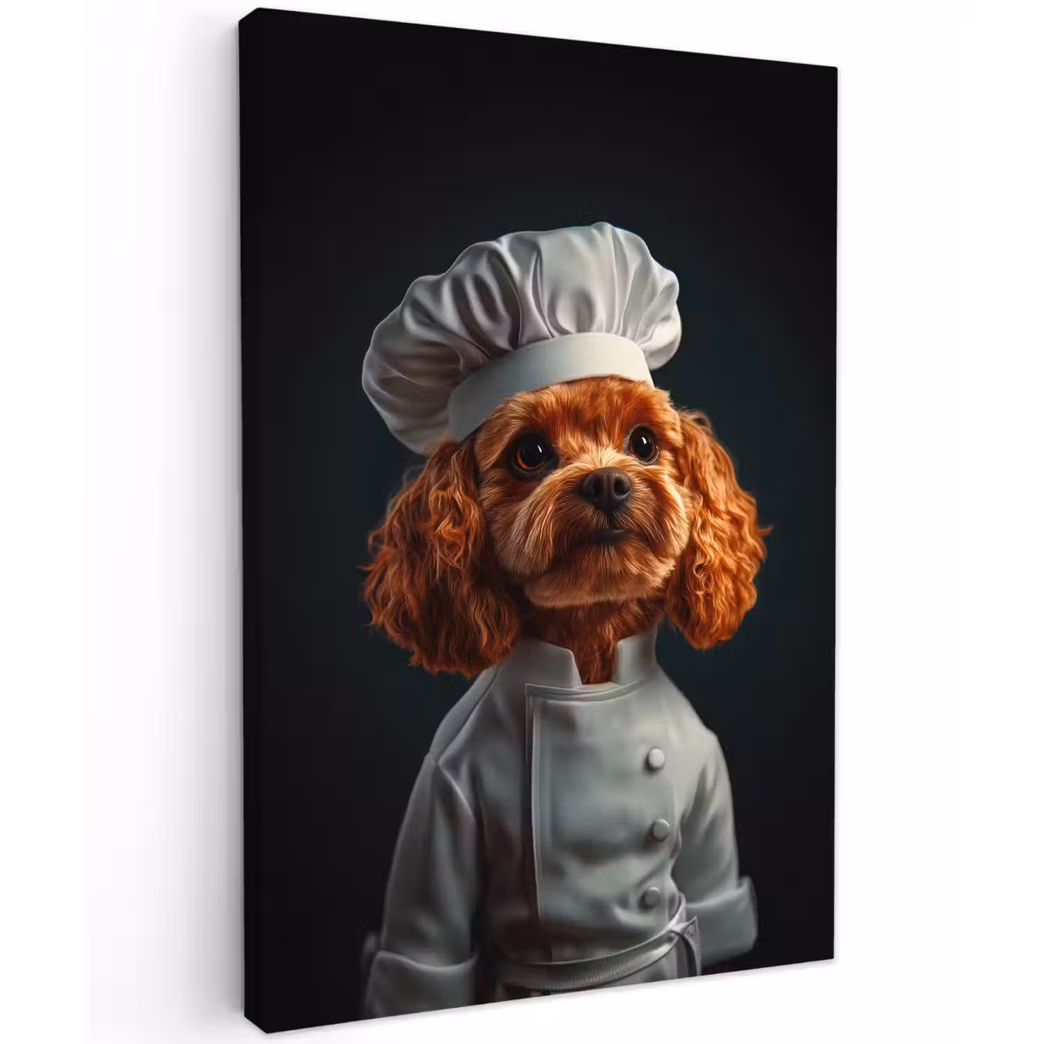 Bruin - Kok - Hondje Tuinposter op houten frame 2 cm dik klein -3d
