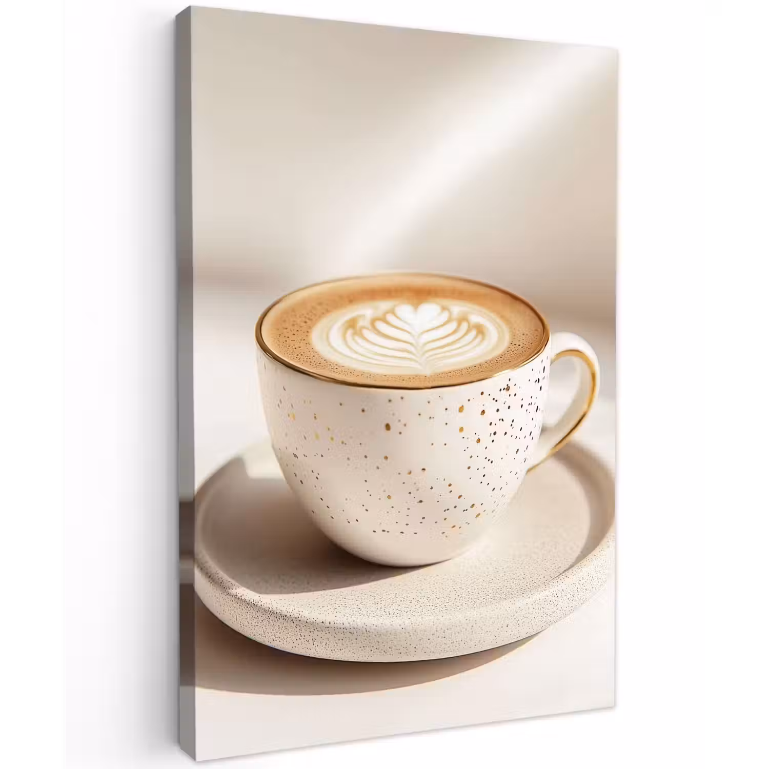 Cappuccino - Schuim - Schotel - Beige Tuinposter op houten frame 2 cm dik klein -3d