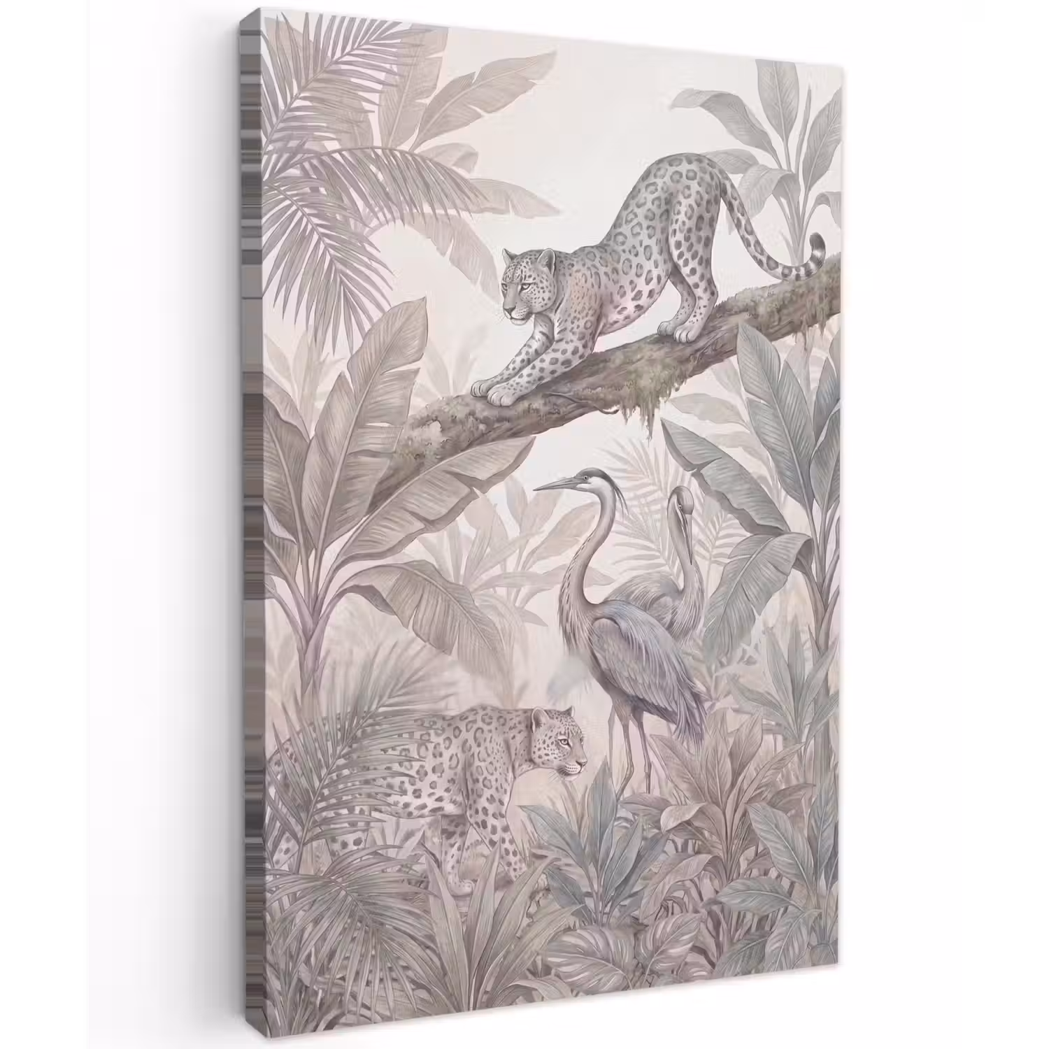 Kat - Vogel - Jungle - Illustratie - Dieren Tuinposter op houten frame 2 cm dik klein -3d