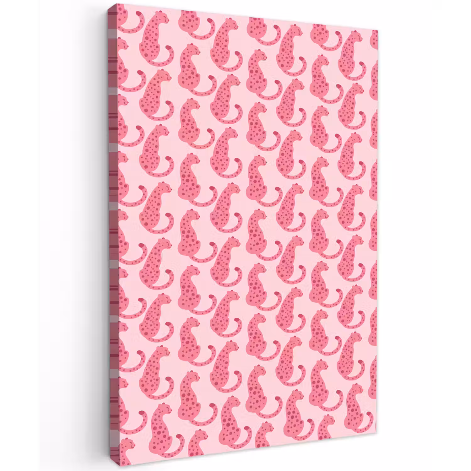Kat - Gevlekt - Dieren - Patroon - Roze Tuinposter op houten frame 2 cm dik klein -3d
