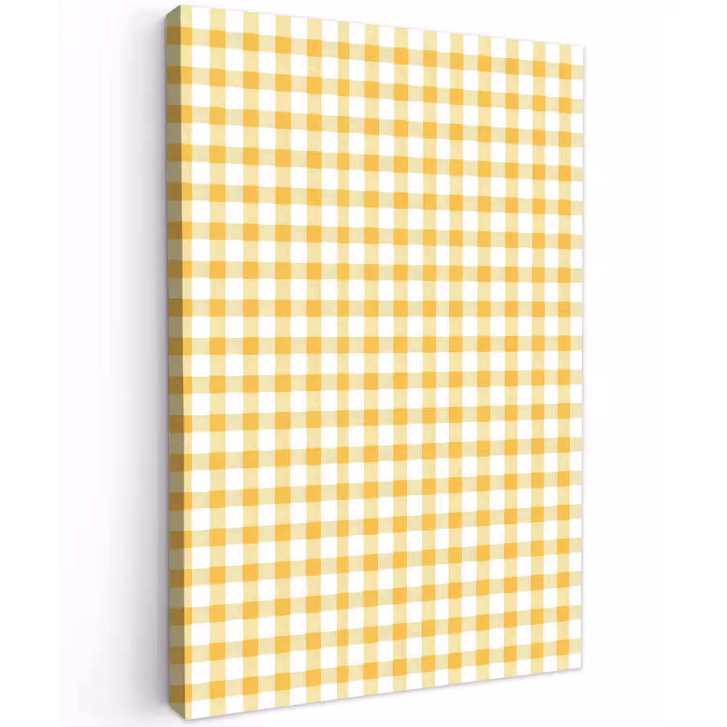 Ruit - Gingham - Klassiek - Geel en Wit Tuinposter op houten frame 2 cm dik klein 841 -3d