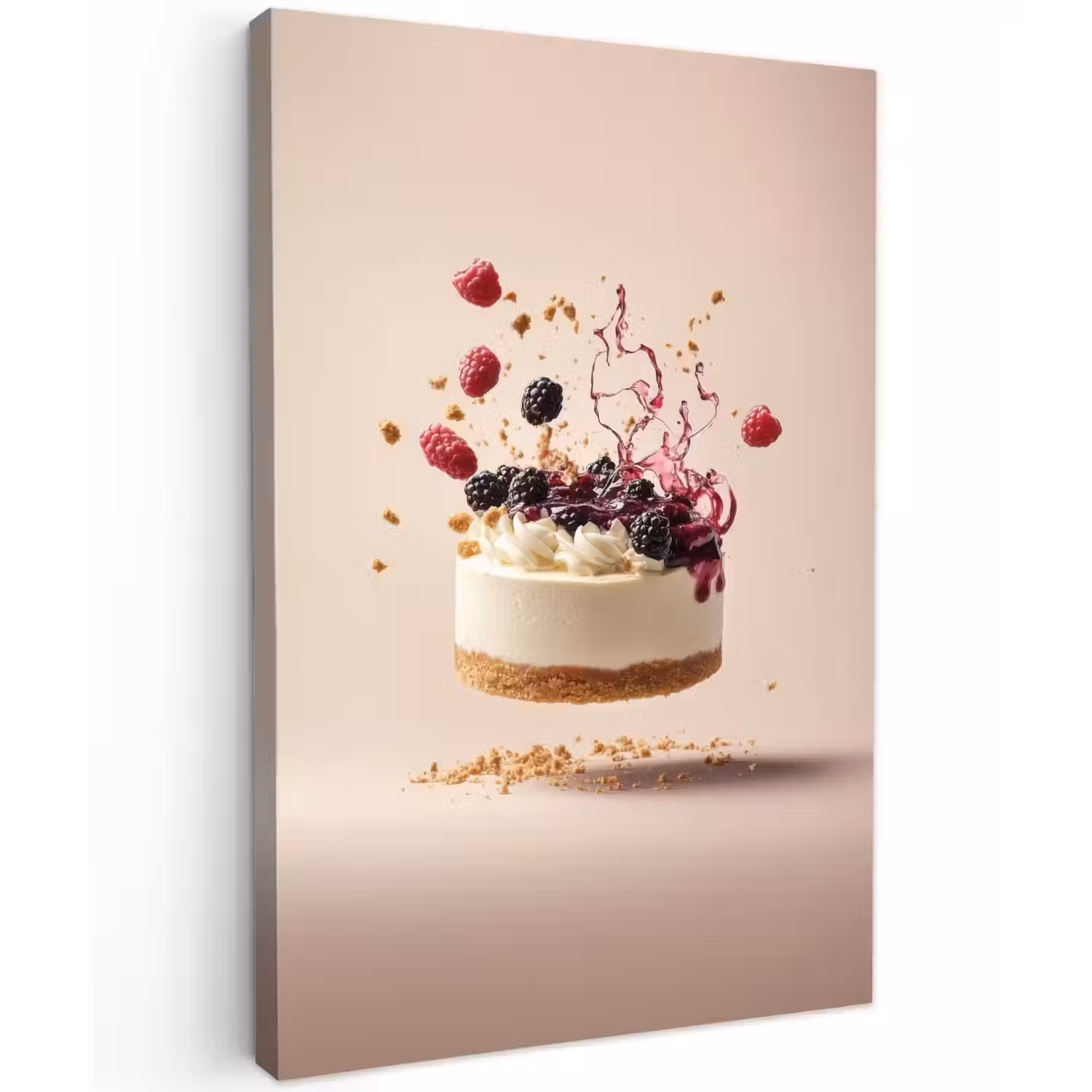 Cheesecake - Eten - Roze - Taart Tuinposter op houten frame 2 cm dik klein -3d