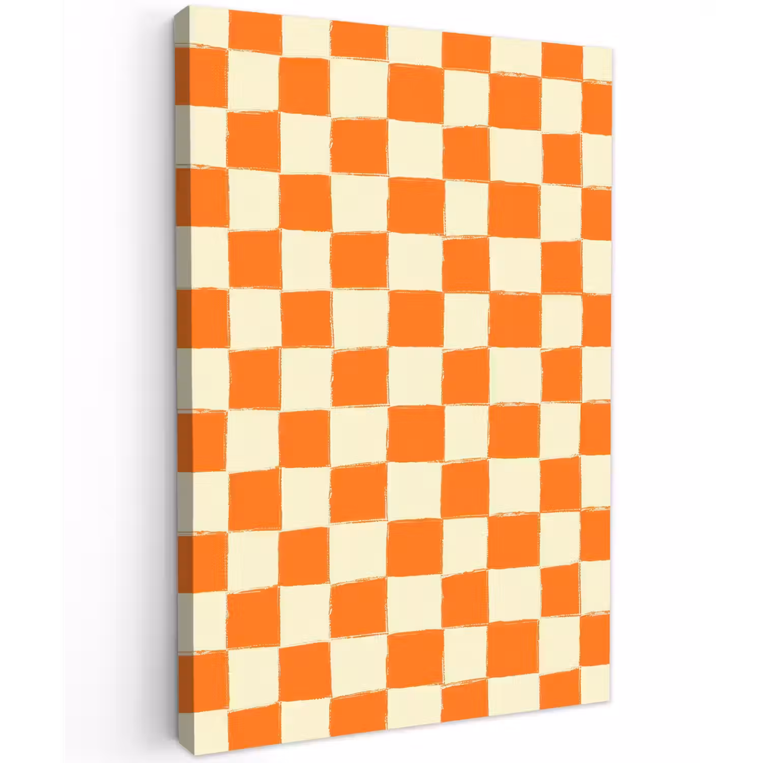 Schaak - Patroon - Oranje Tuinposter op houten frame 2 cm dik klein 841 -3d