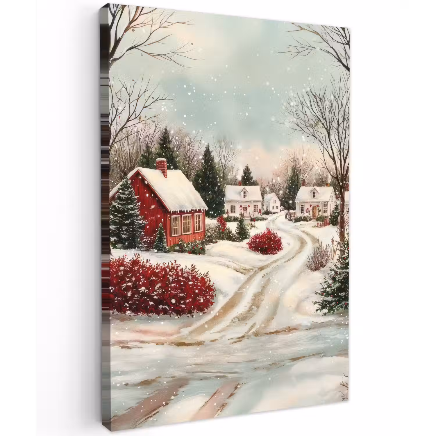 Kerstsfeer - Landelijk - Rood Tuinposter op houten frame 2 cm dik klein -3d