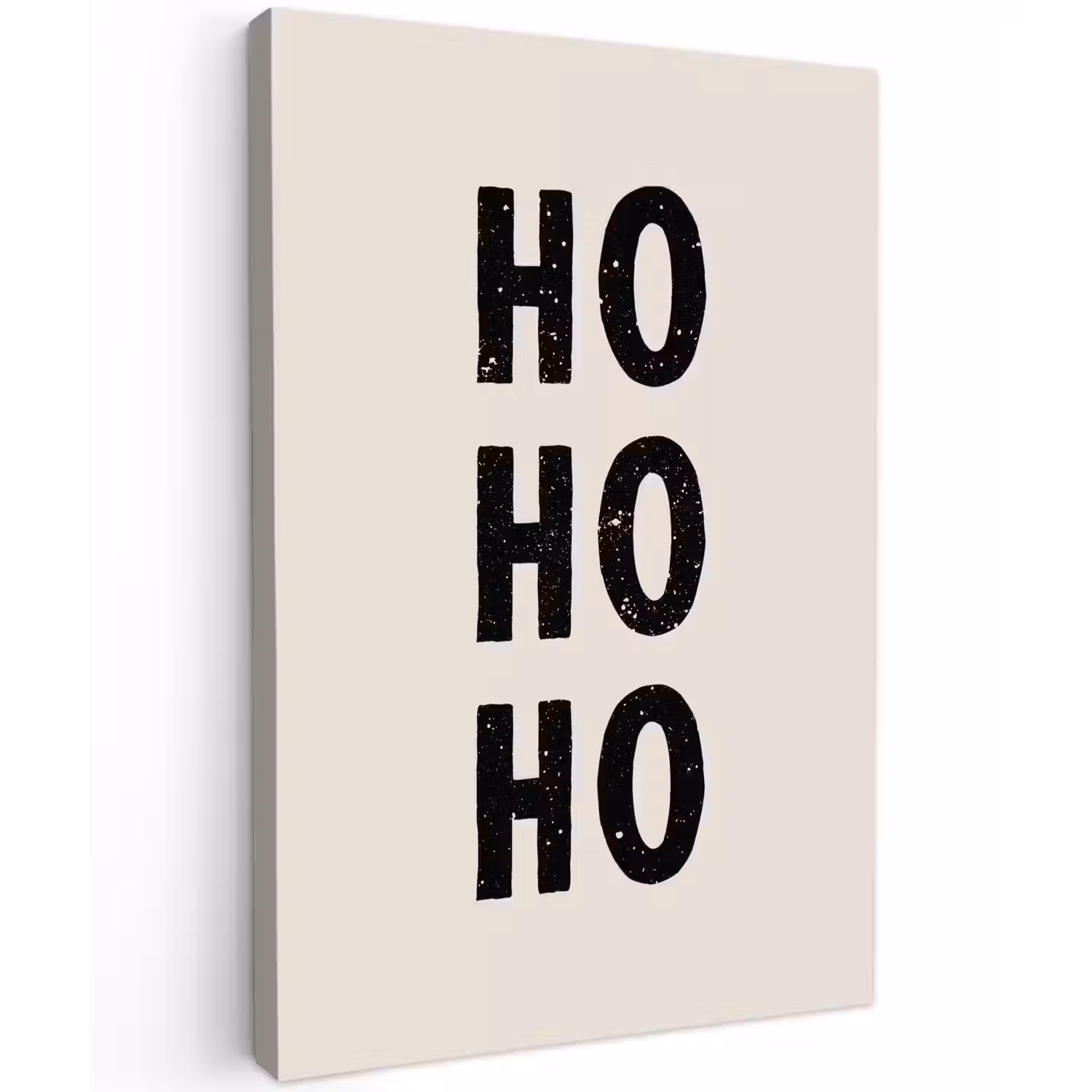 Kerstmis - Ho ho ho - Spreuken - Beige - Kerstman Tuinposter op houten frame 2 cm dik klein -3d